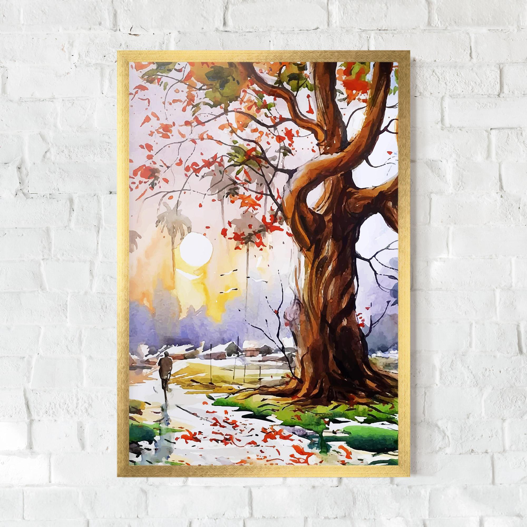 Poster Înrămat Watercolor Spring Tree mockup 0
