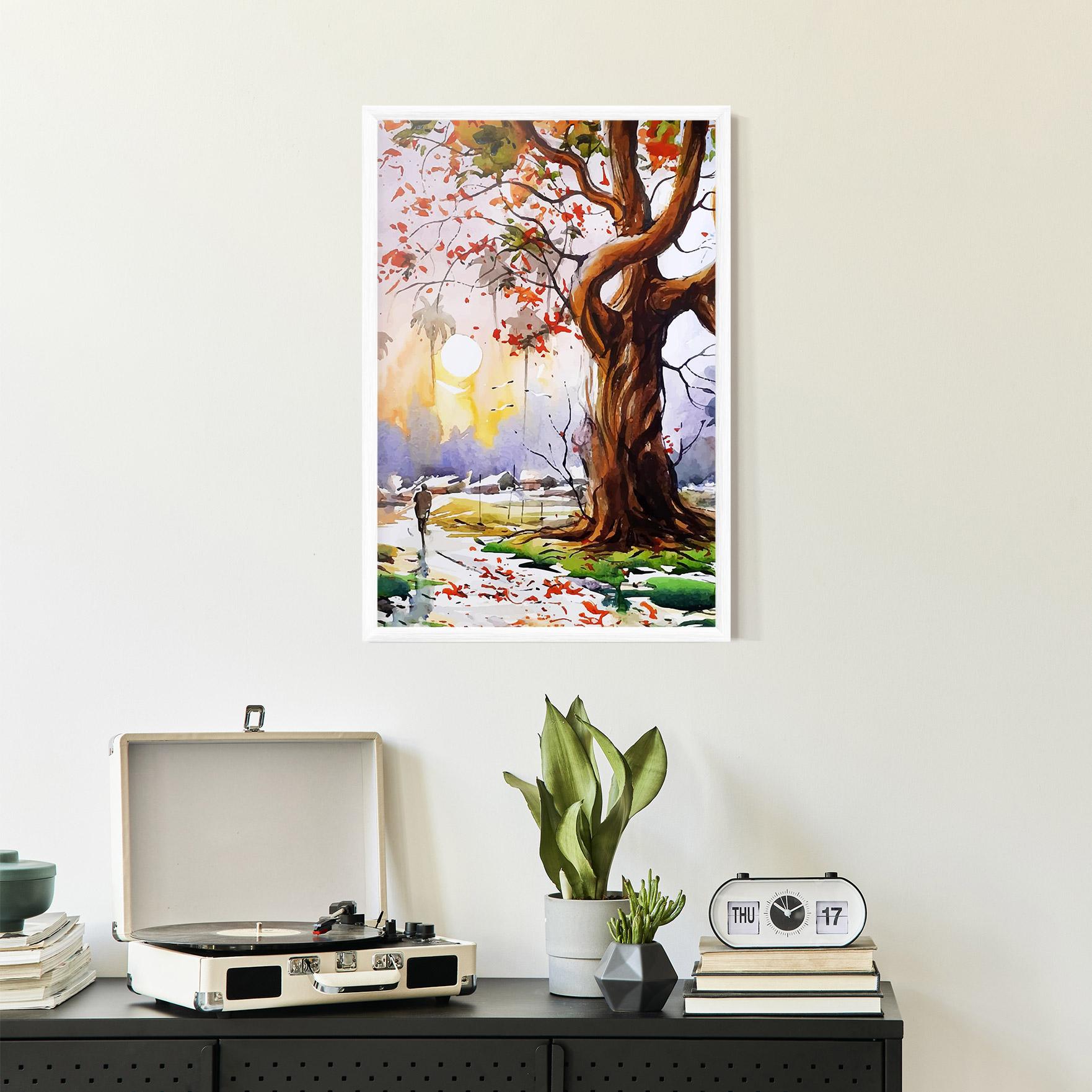 Poster Înrămat Watercolor Spring Tree mockup 2
