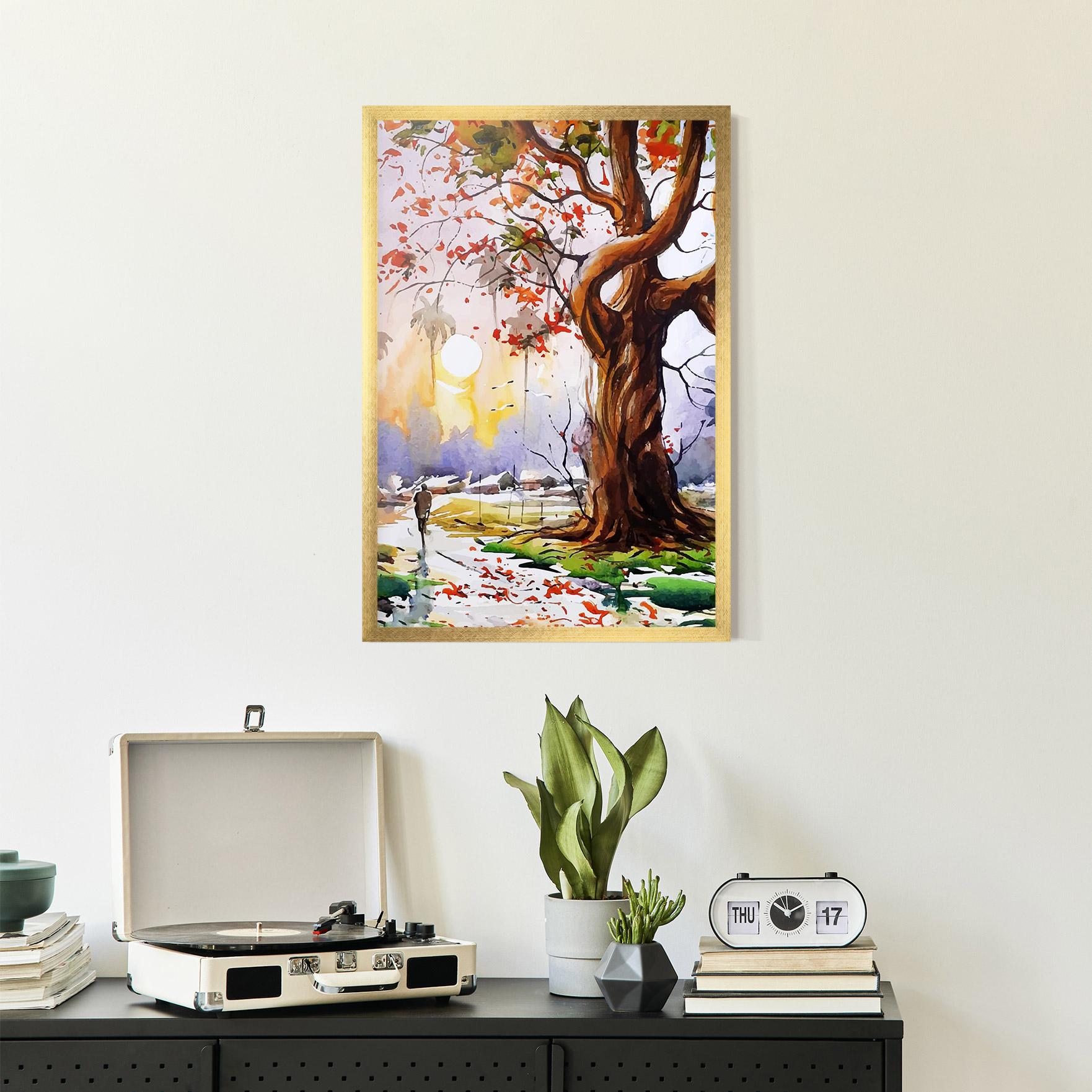 Poster Înrămat Watercolor Spring Tree mockup 2