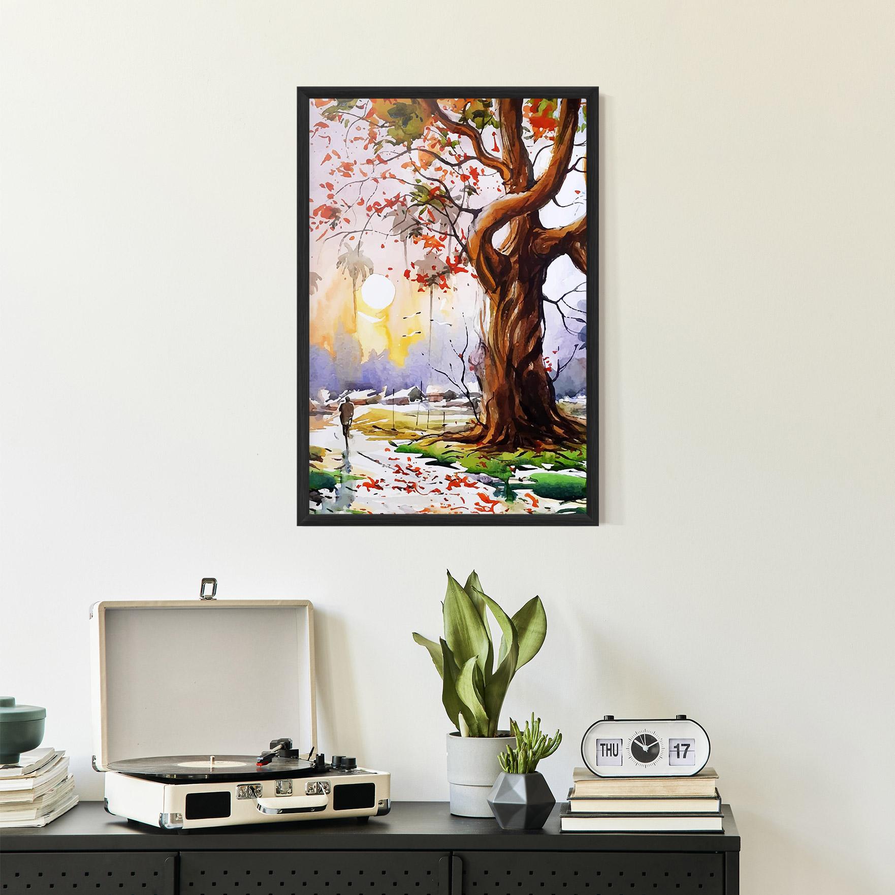 Poster Înrămat Watercolor Spring Tree mockup 2
