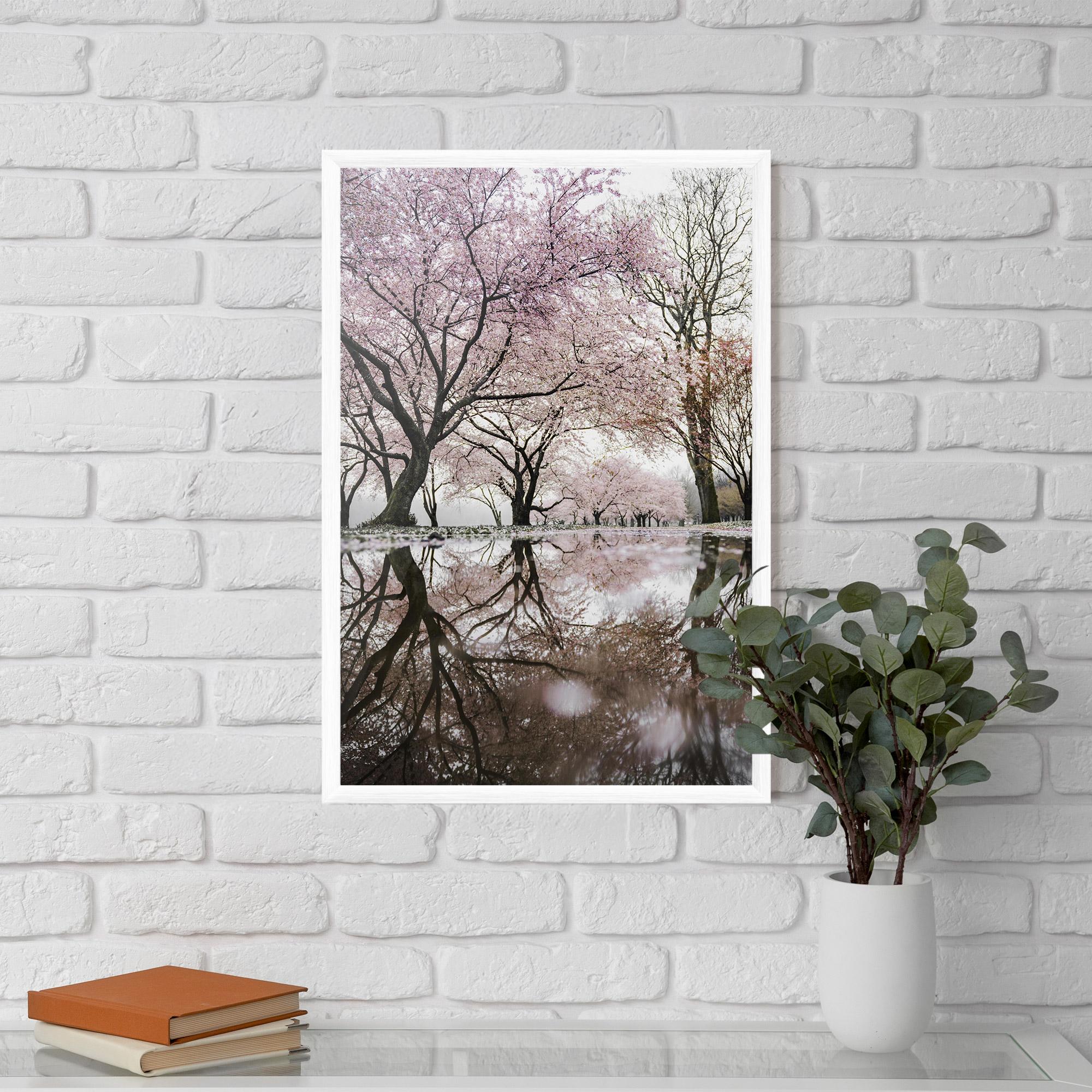 Poster Înrămat Pretty Pink Spring Tree mockup 5