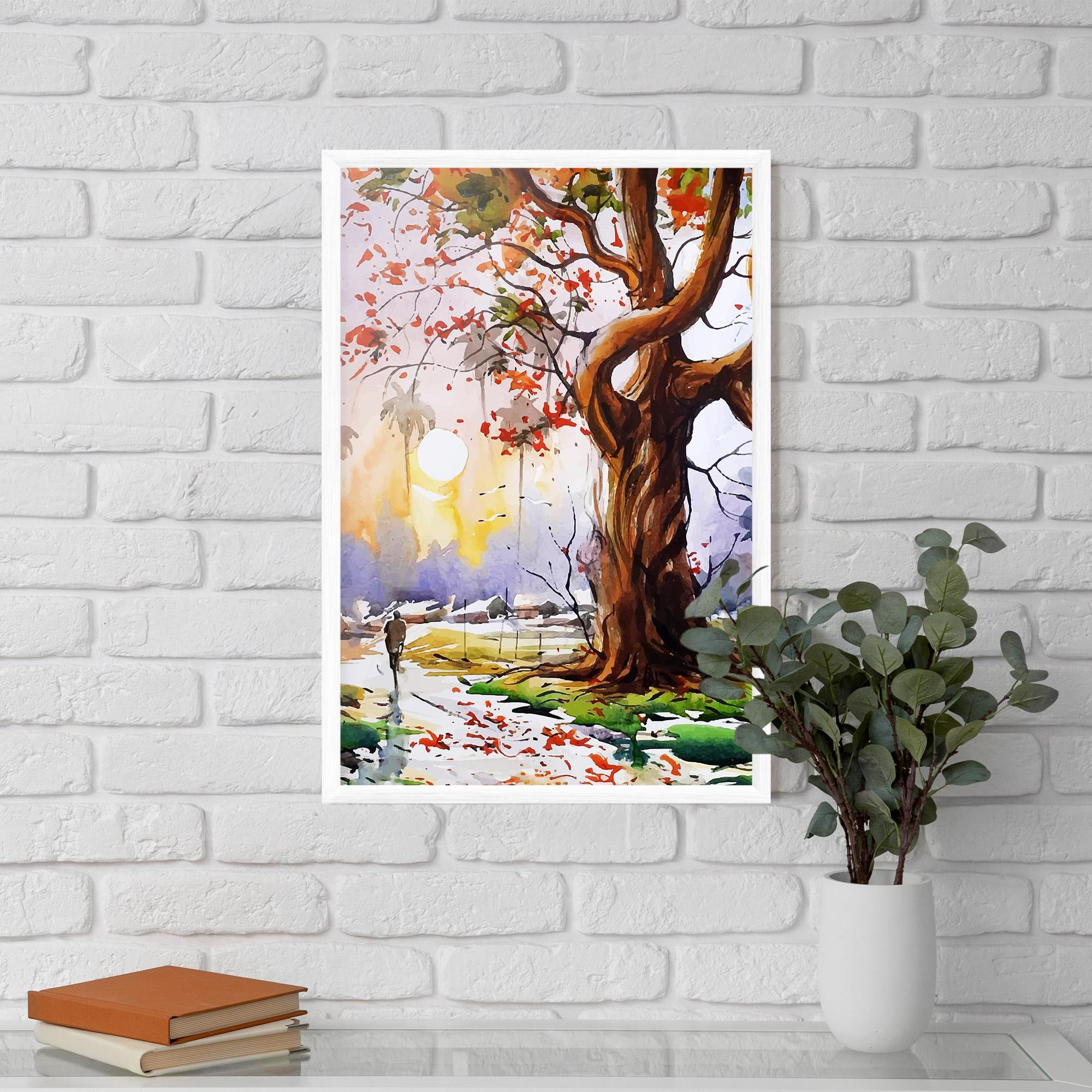 Poster Înrămat Watercolor Spring Tree mockup 5