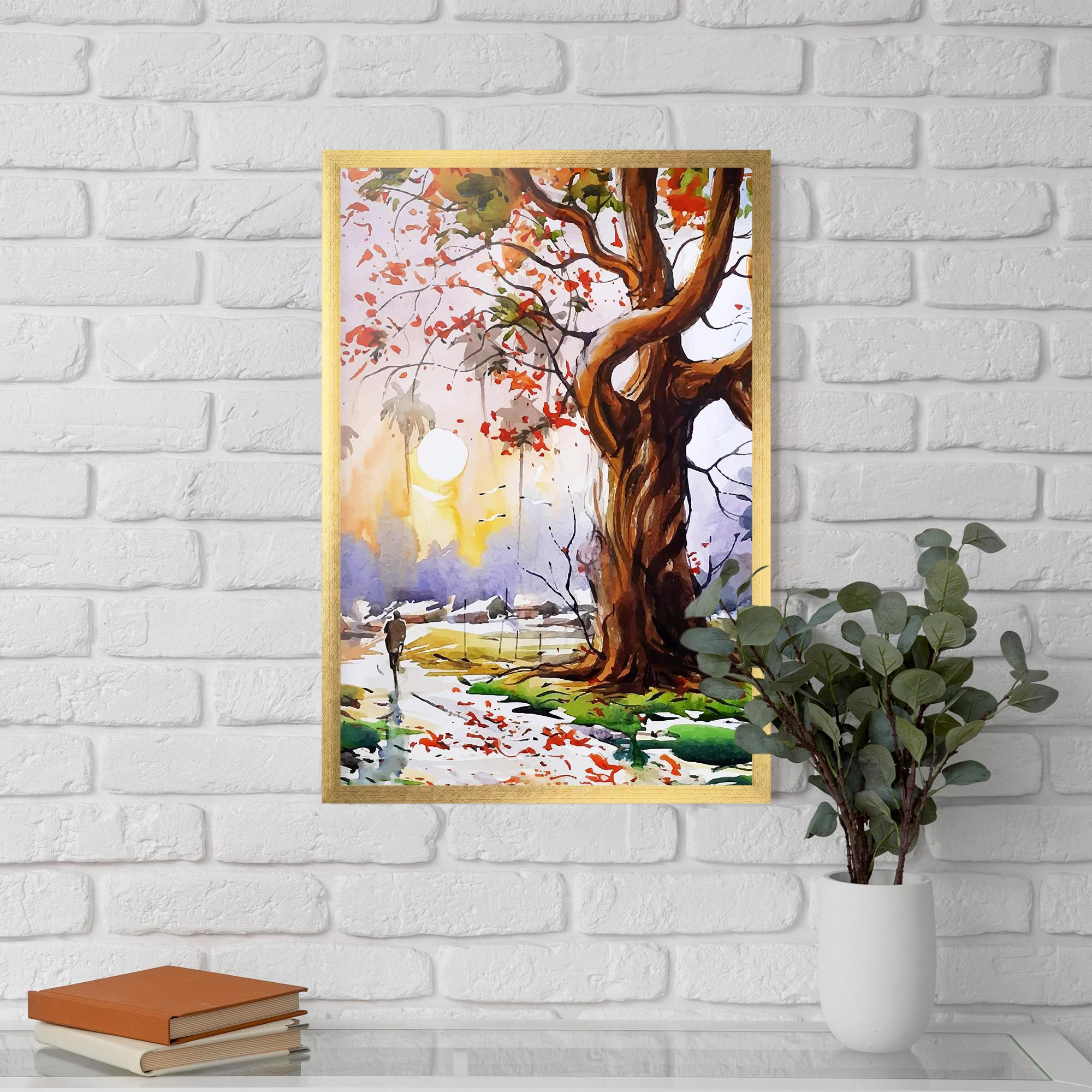 Poster Înrămat Watercolor Spring Tree mockup 5