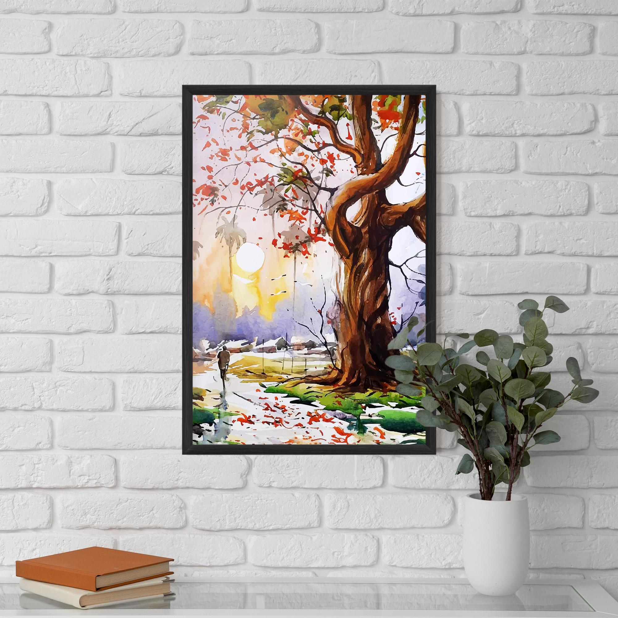 Poster Înrămat Watercolor Spring Tree mockup 5