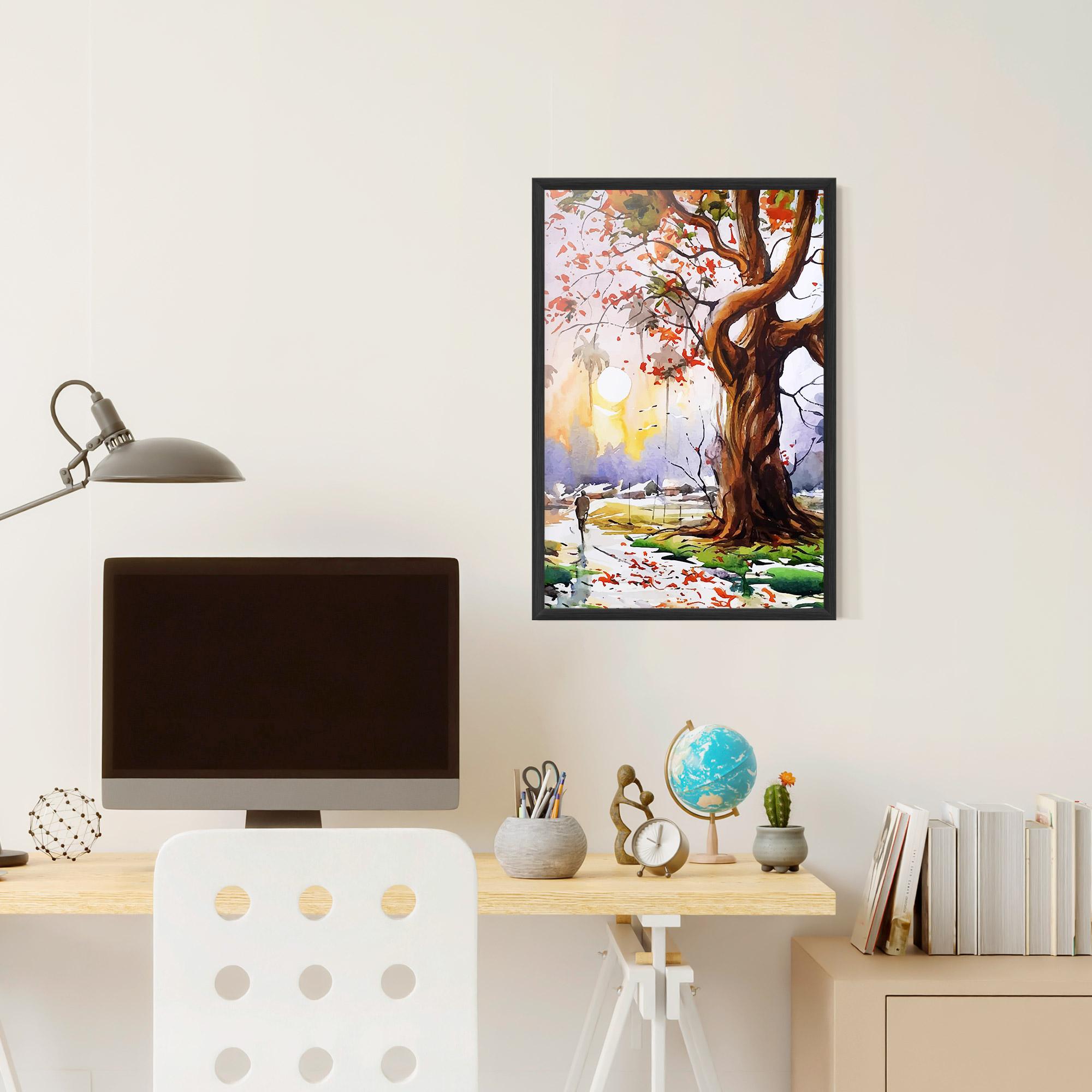 Poster Înrămat Watercolor Spring Tree mockup 6