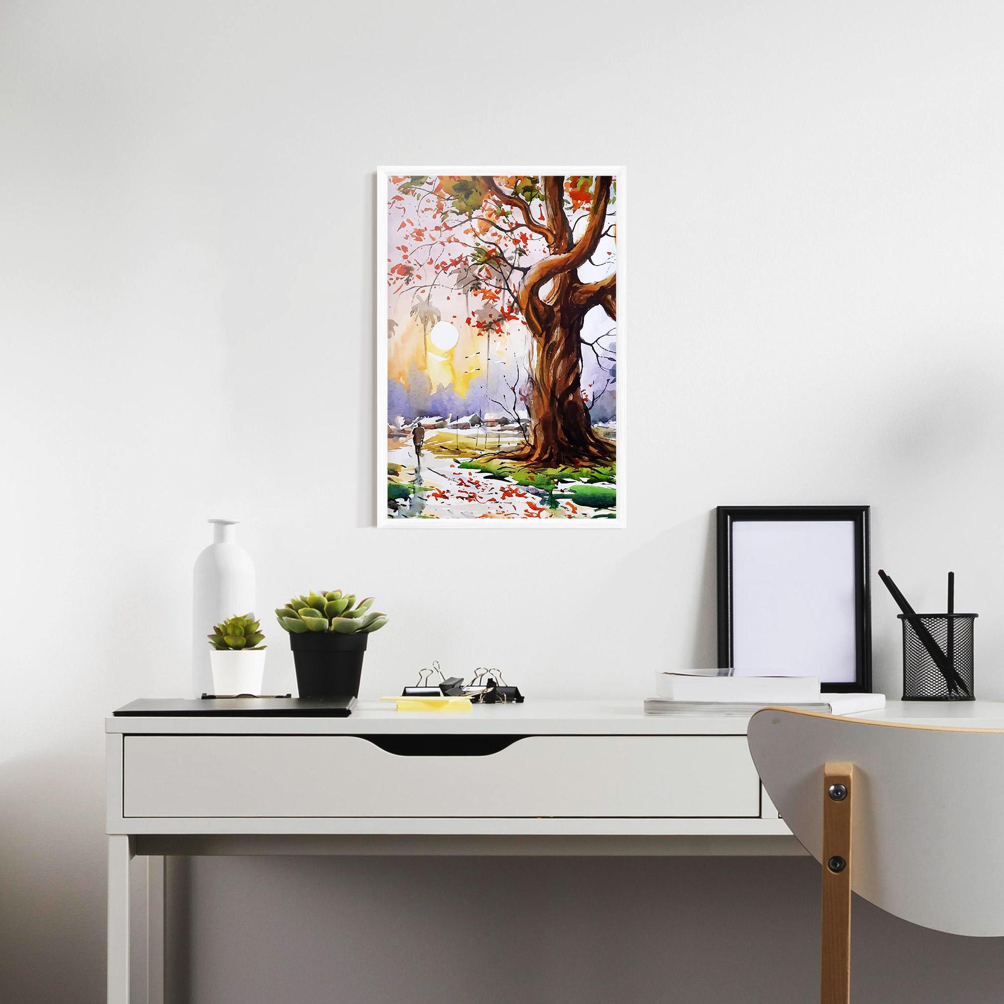 Poster Înrămat Watercolor Spring Tree mockup 7