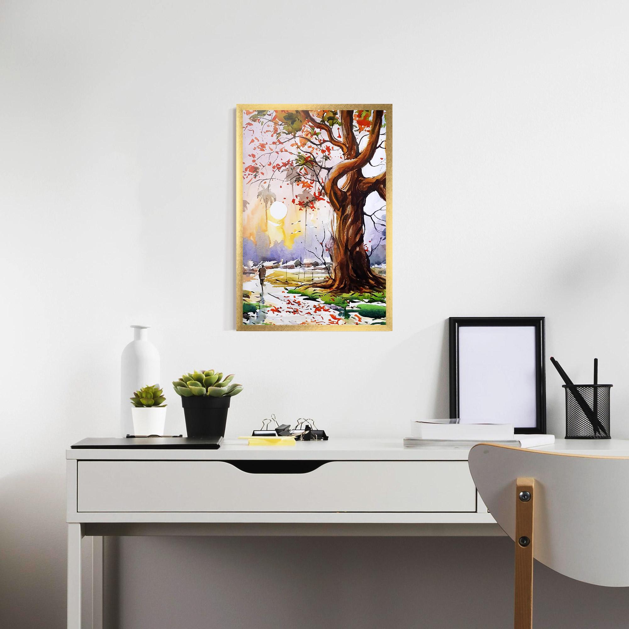 Poster Înrămat Watercolor Spring Tree mockup 7