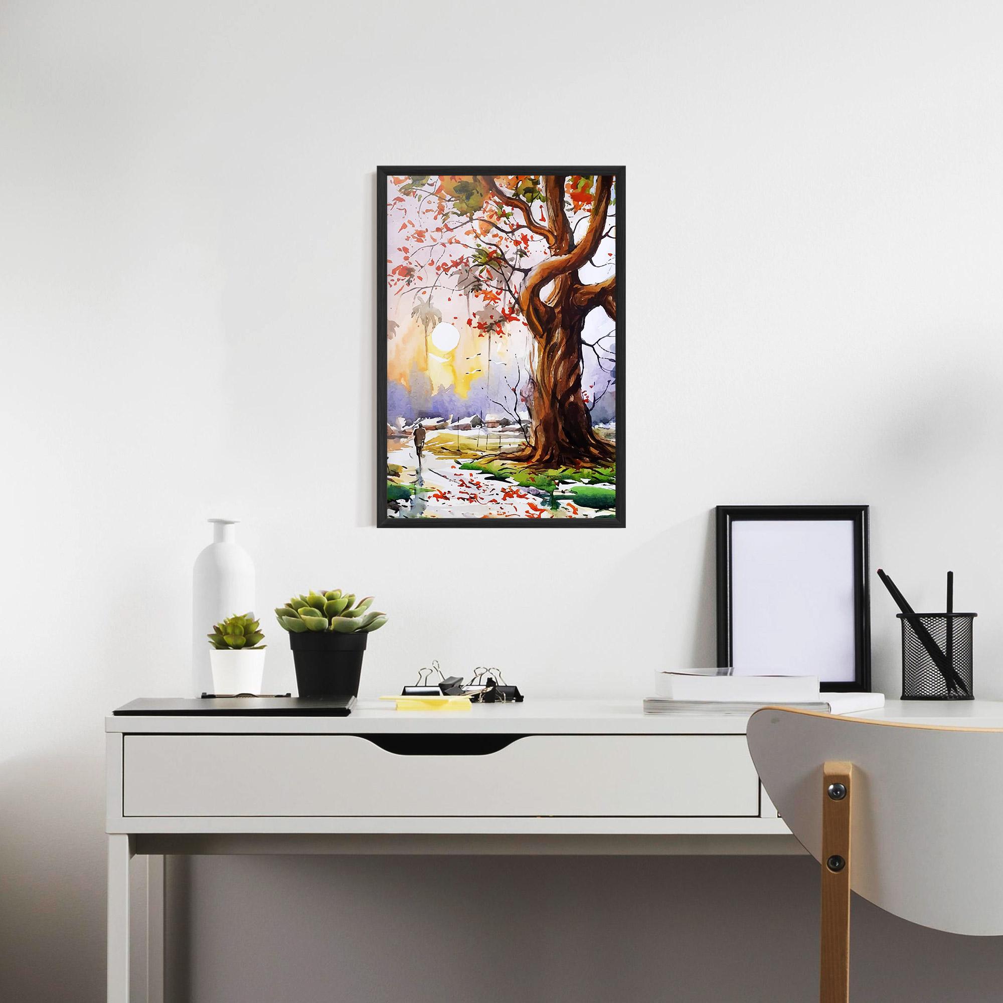 Poster Înrămat Watercolor Spring Tree mockup 7