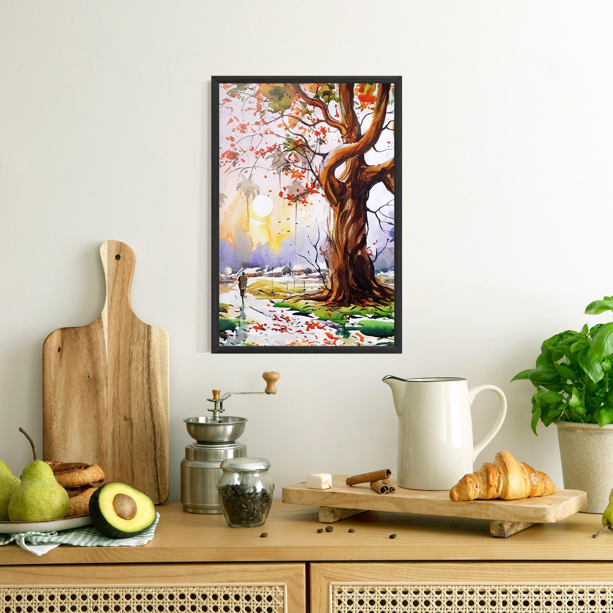 Poster Înrămat Watercolor Spring Tree mockup 8