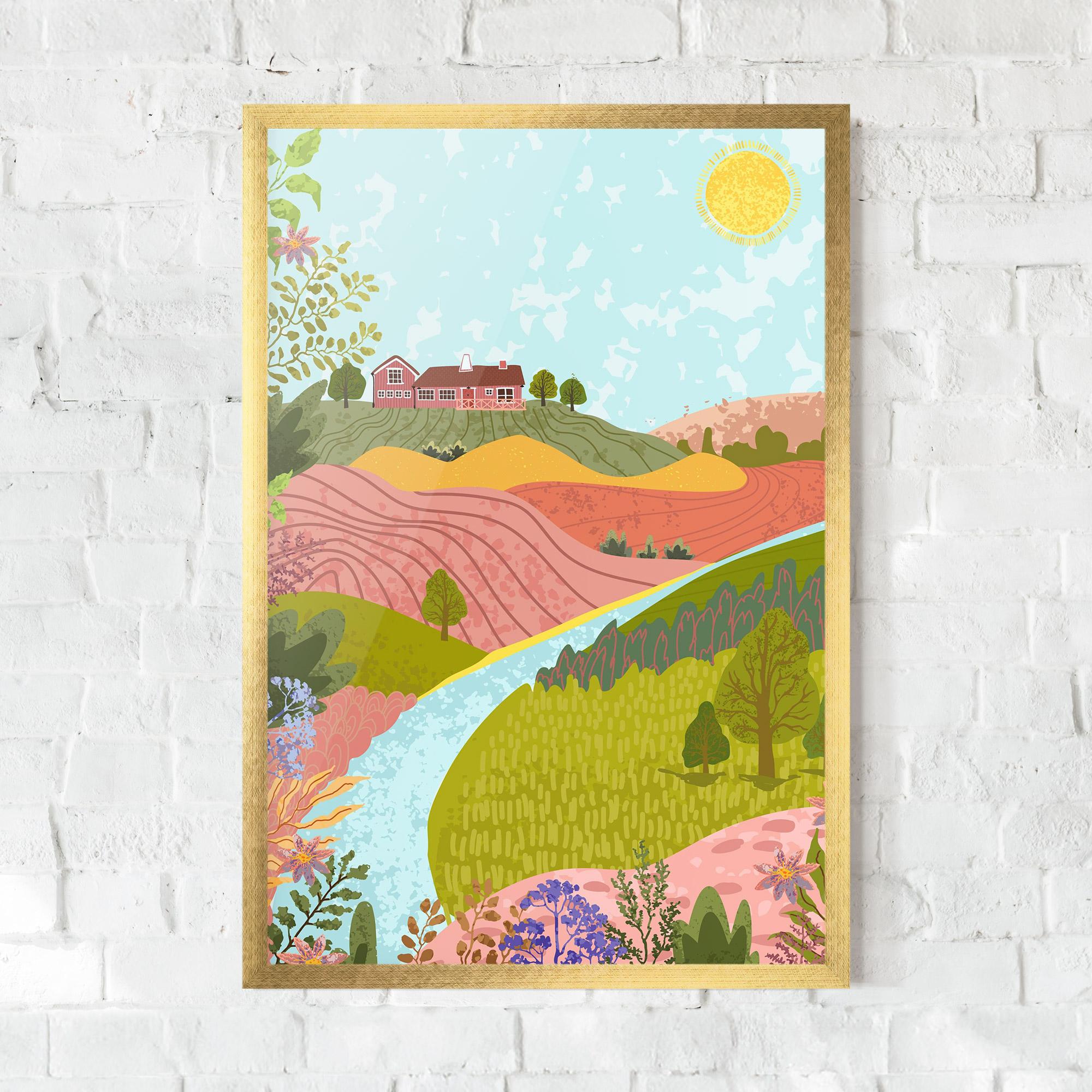 Poster Înrămat Pink House View mockup 0