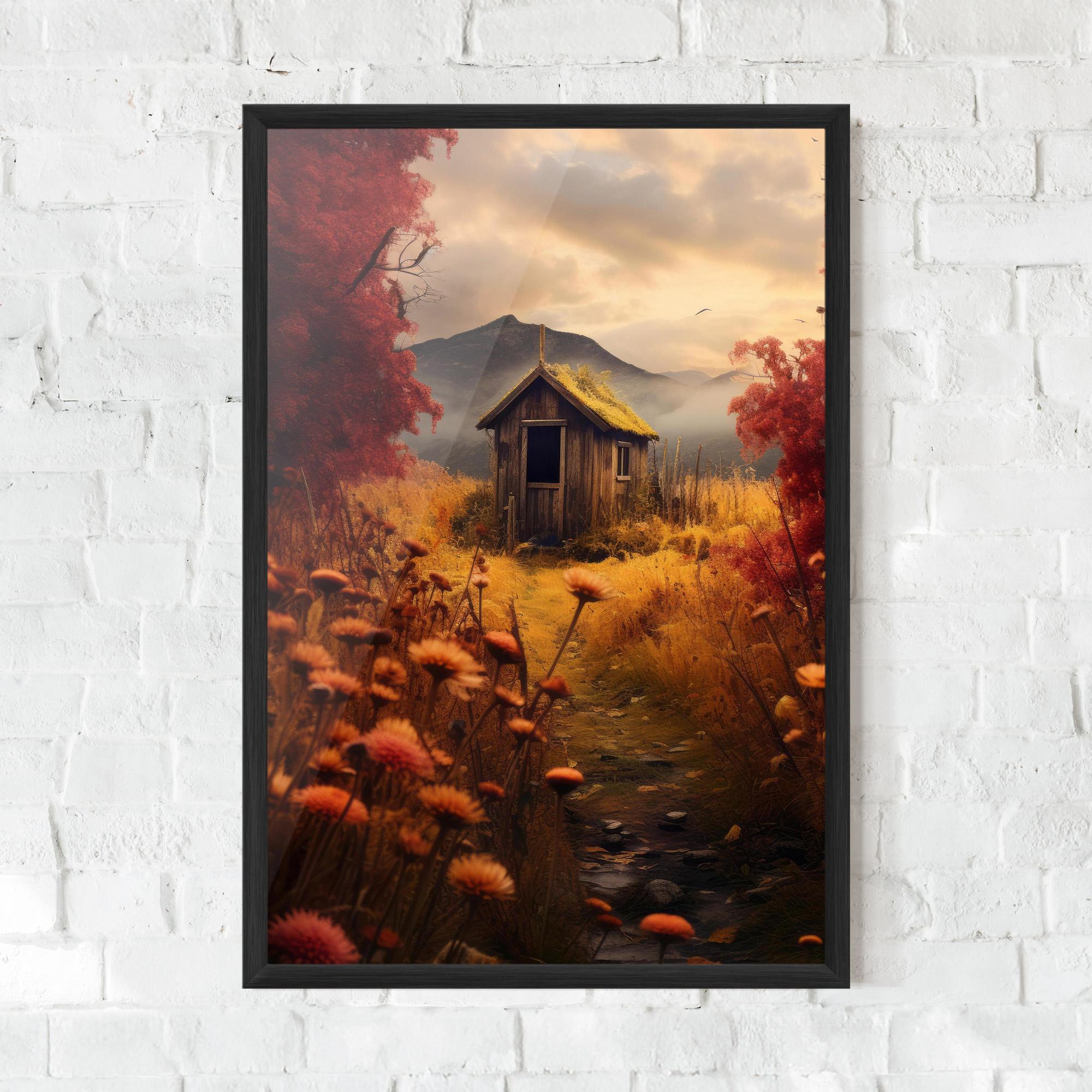 Poster Înrămat Small Cabin Field mockup 0