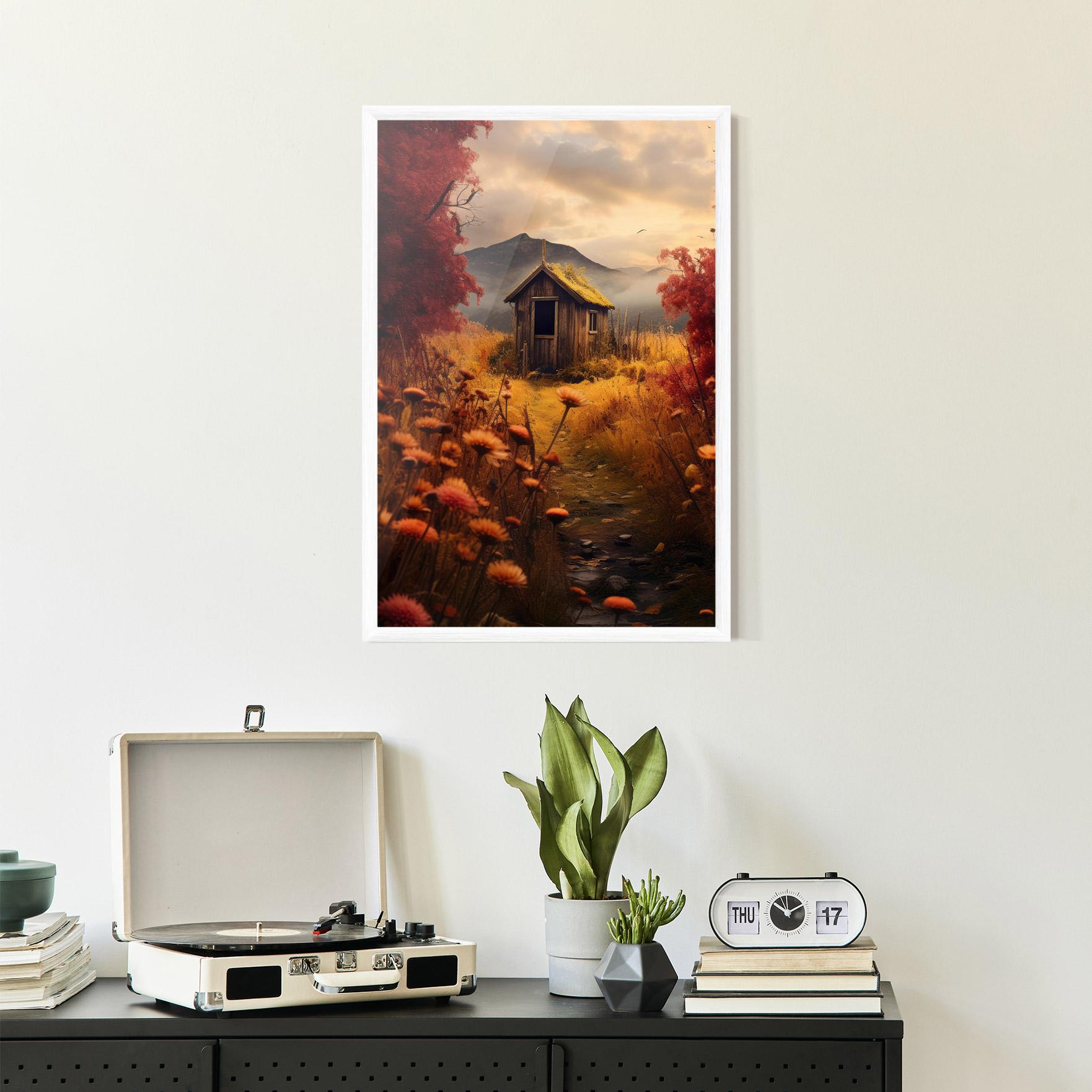 Poster Înrămat Small Cabin Field mockup 2