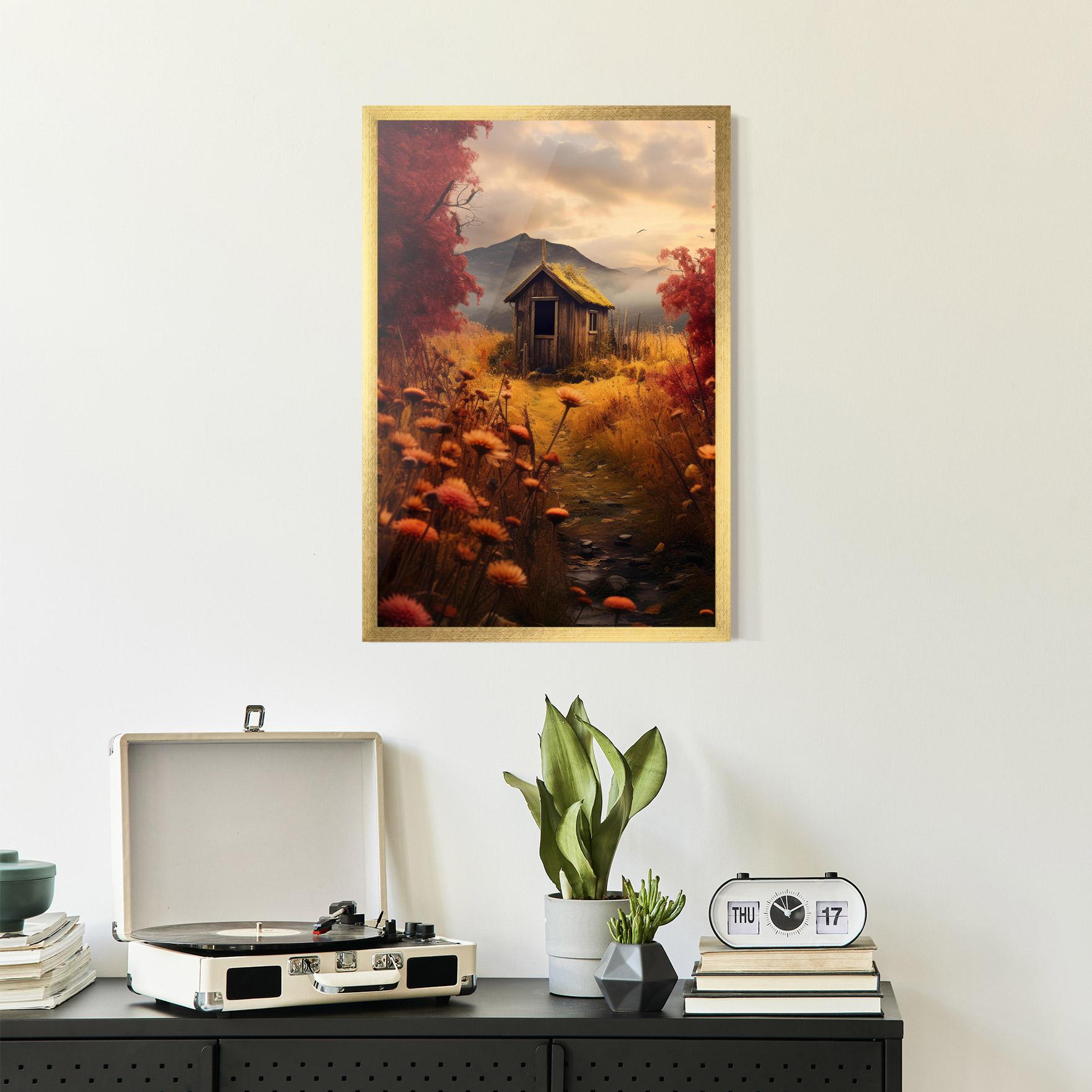 Poster Înrămat Small Cabin Field mockup 2