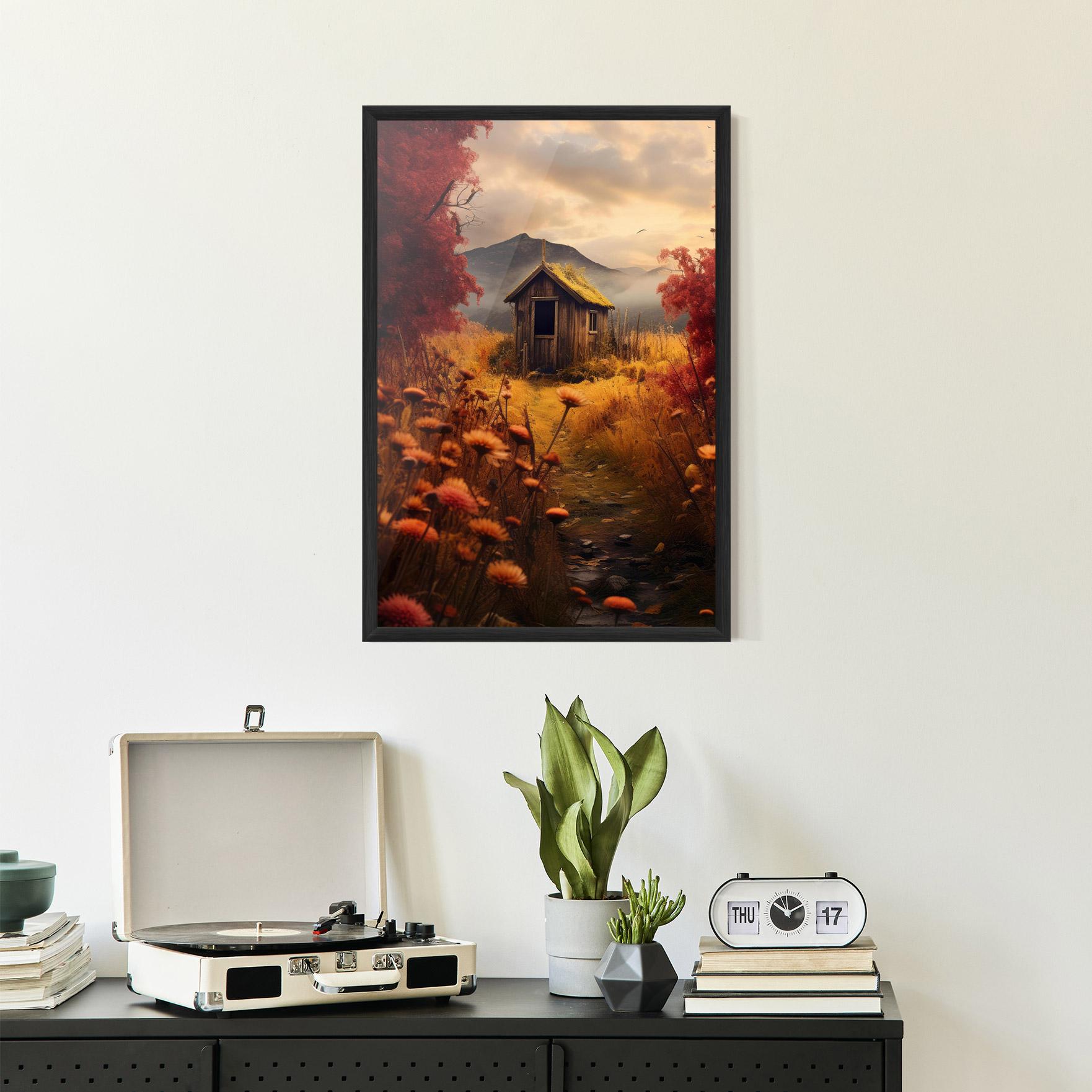 Poster Înrămat Small Cabin Field mockup 2