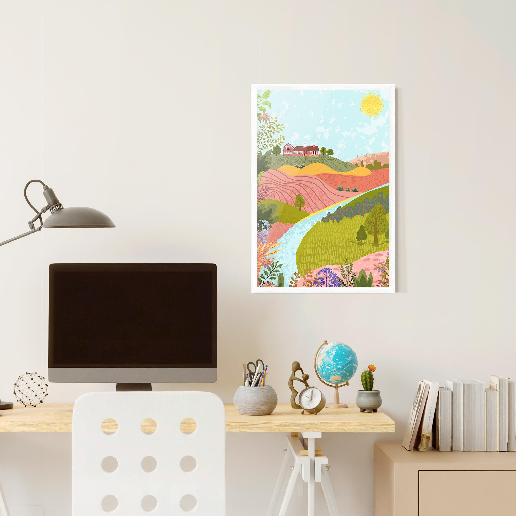 Poster Înrămat Pink House View mockup 6