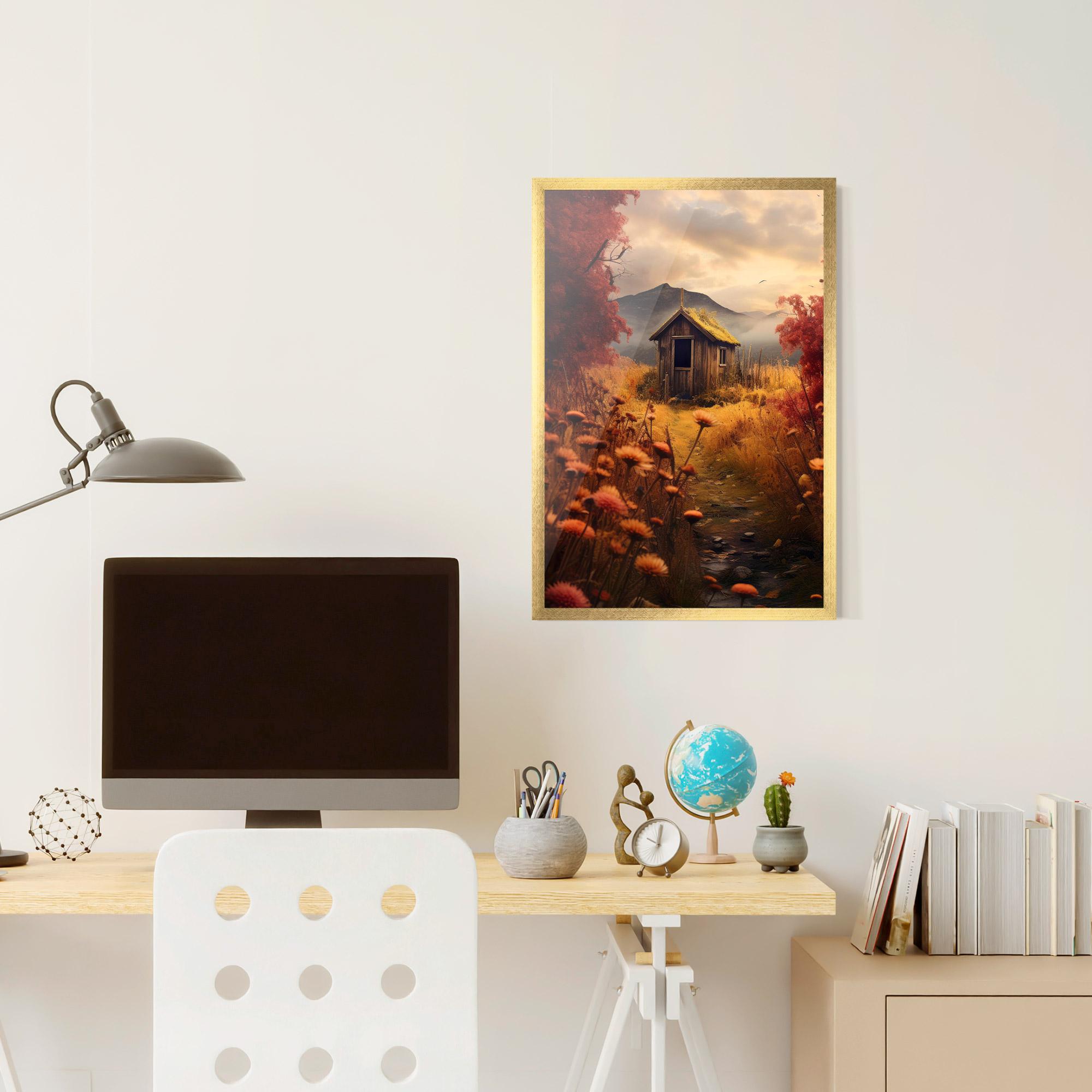 Poster Înrămat Small Cabin Field mockup 6