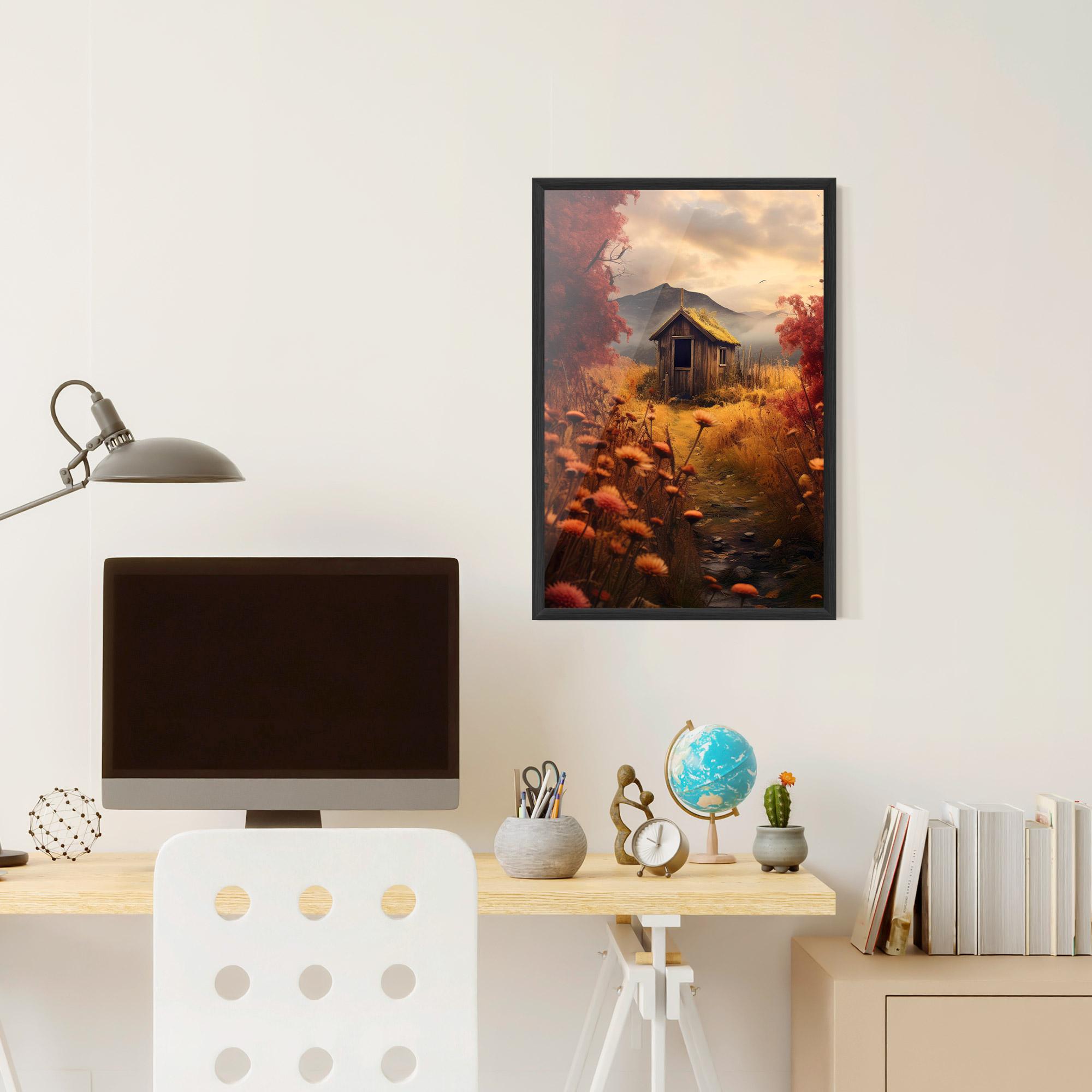 Poster Înrămat Small Cabin Field mockup 6