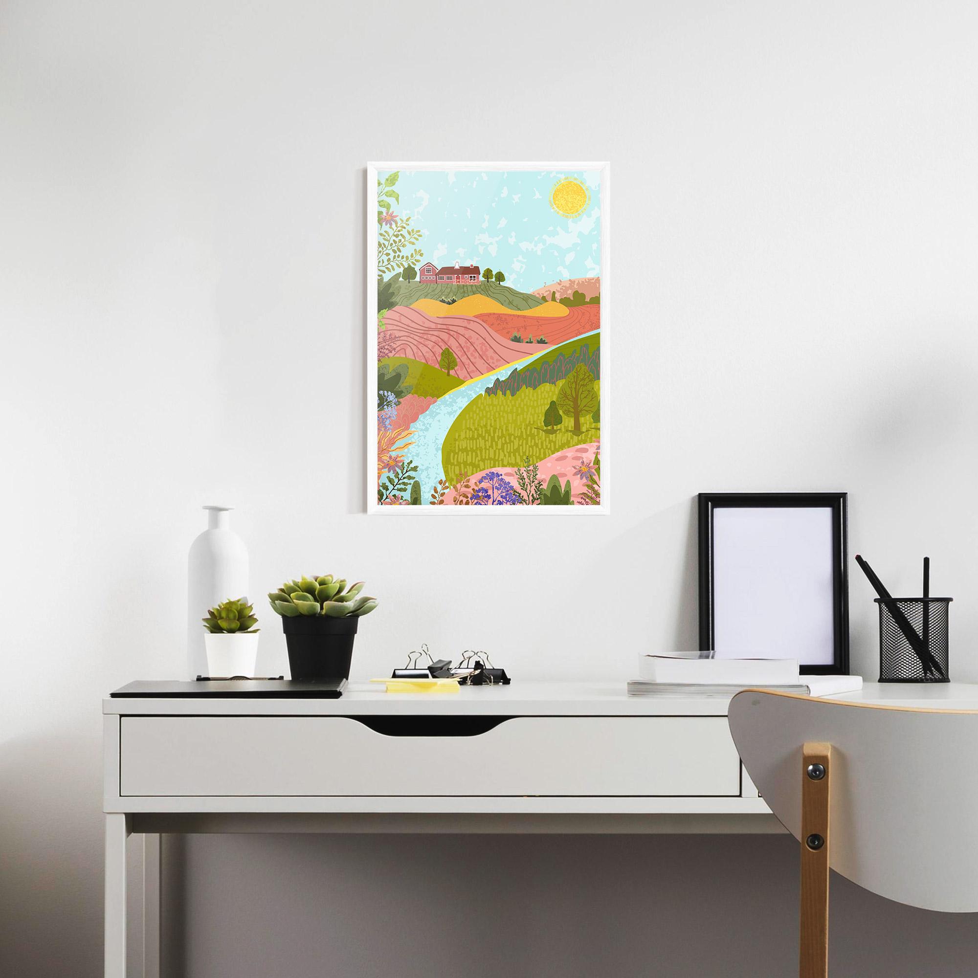Poster Înrămat Pink House View mockup 7