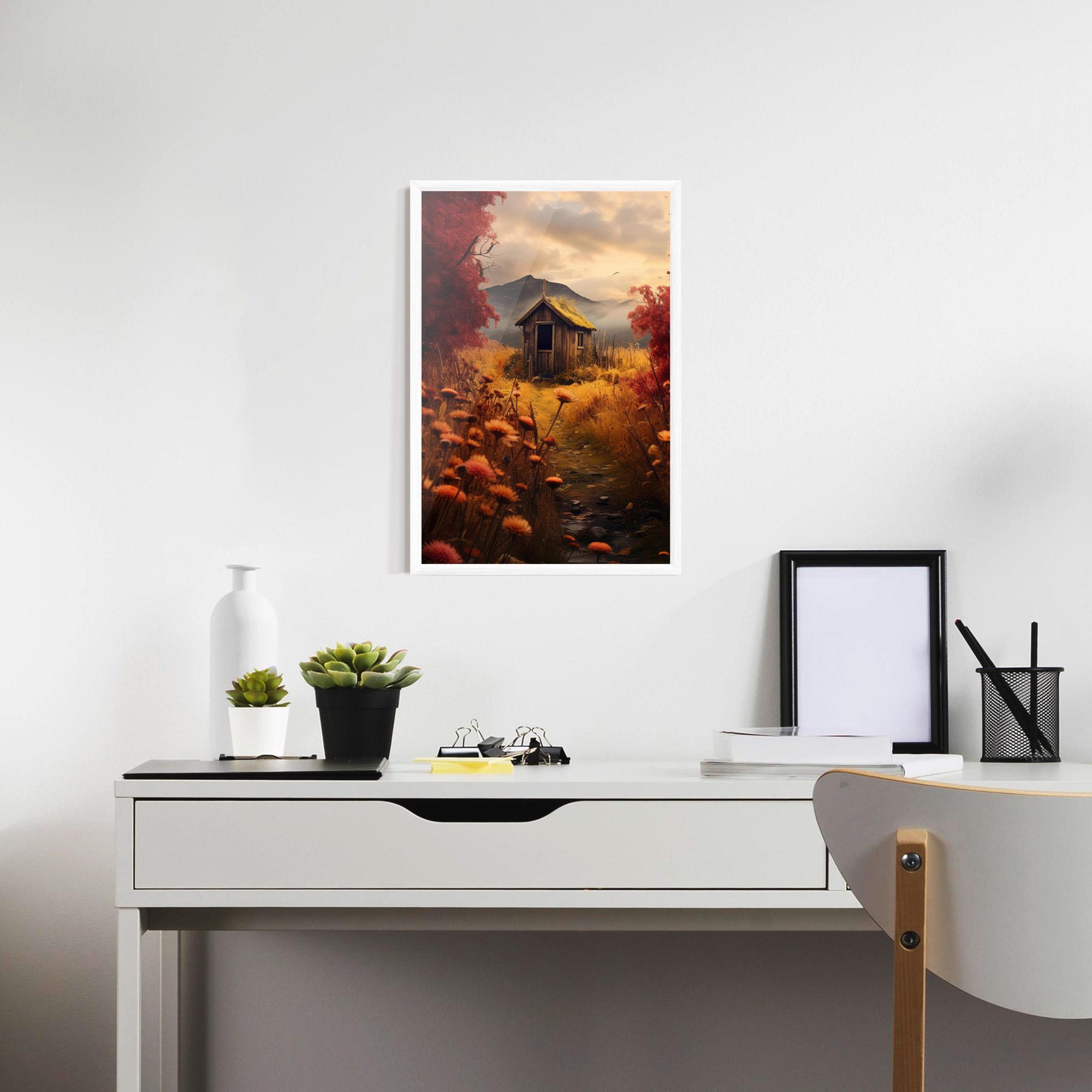 Poster Înrămat Small Cabin Field mockup 7