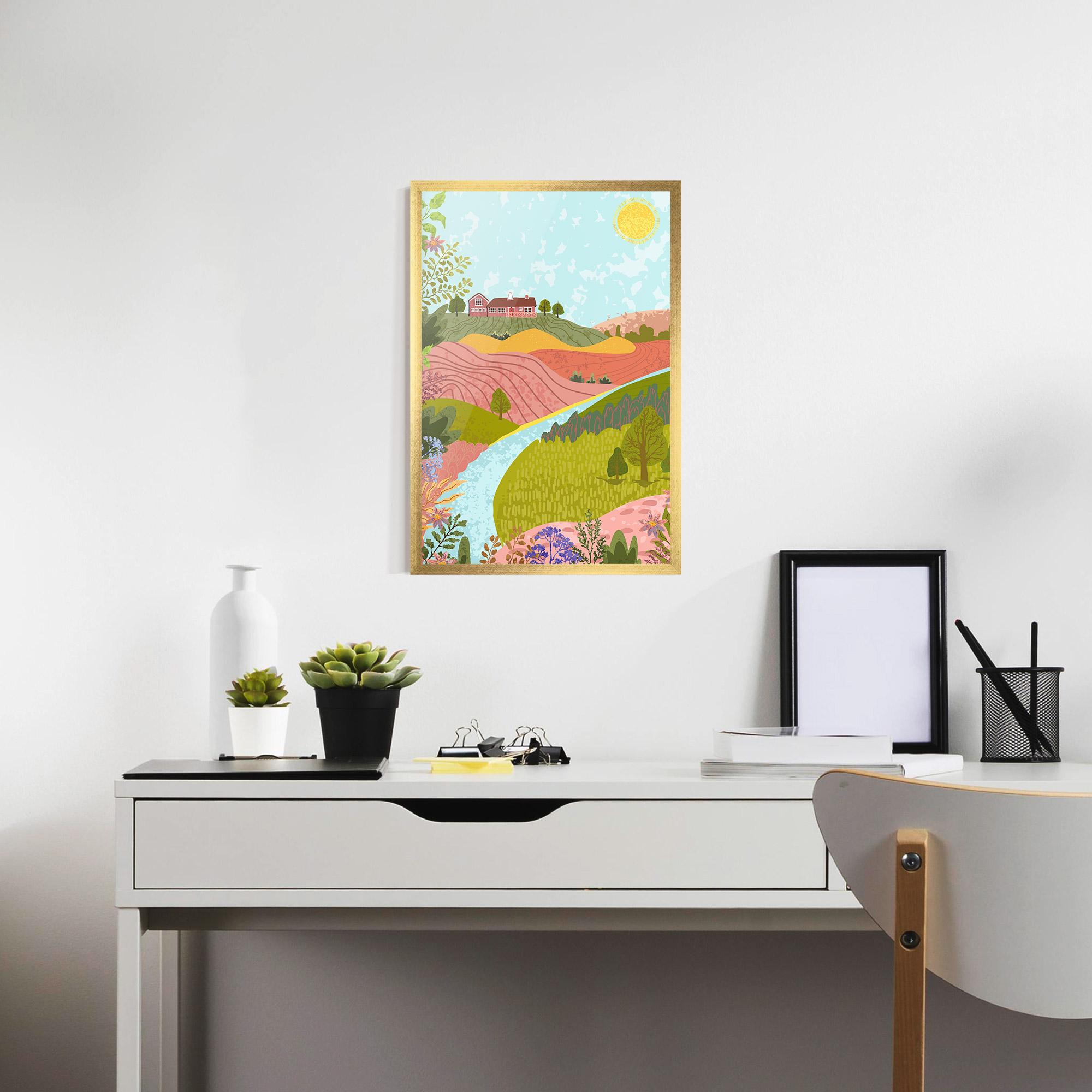 Poster Înrămat Pink House View mockup 7