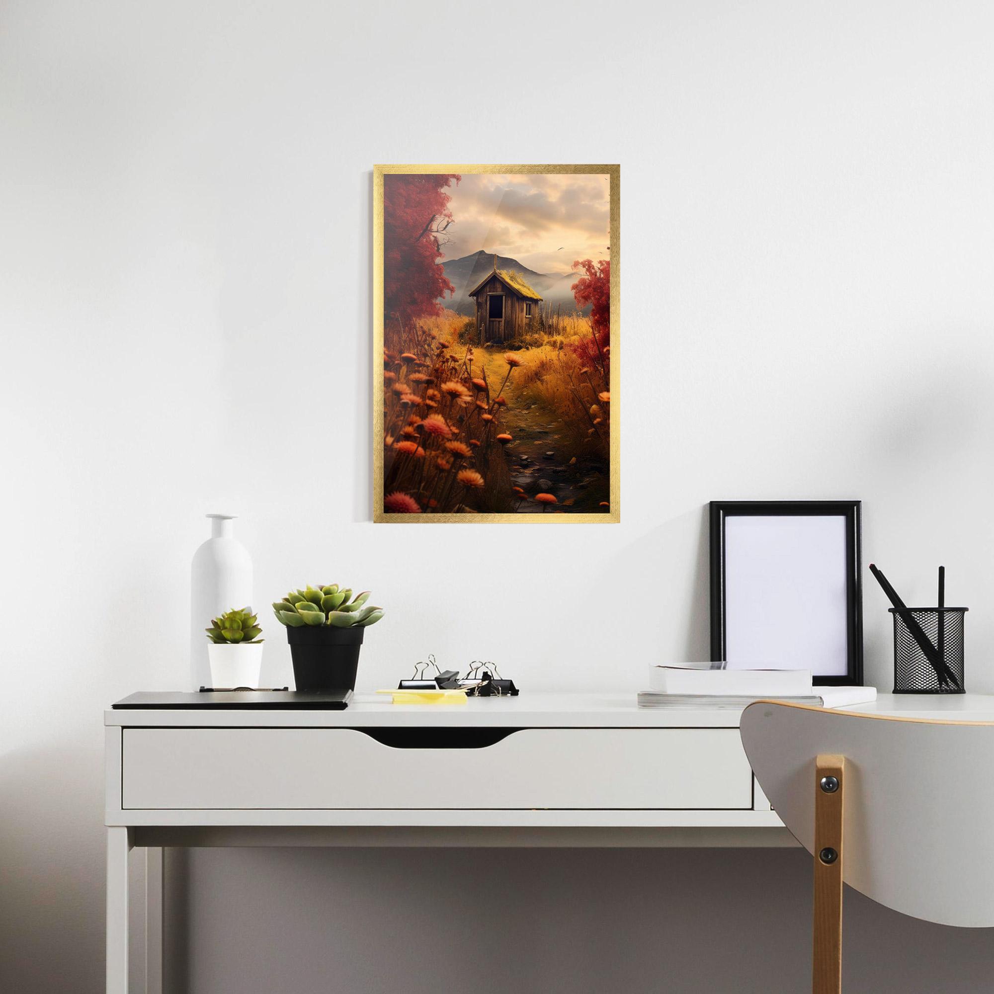 Poster Înrămat Small Cabin Field mockup 7