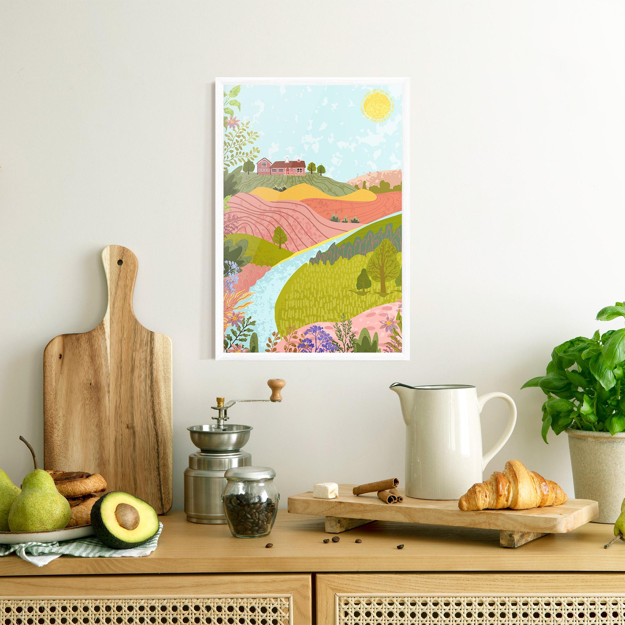 Poster Înrămat Pink House View mockup 8
