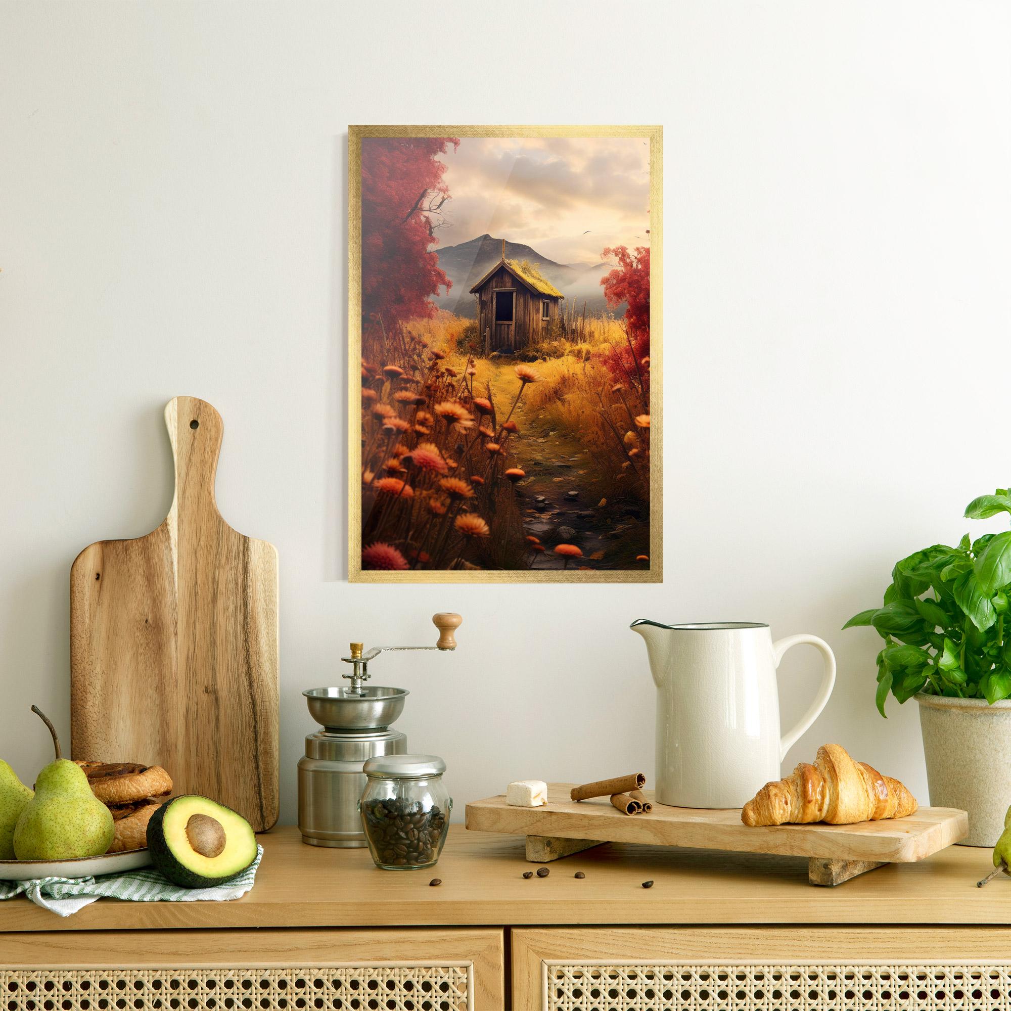 Poster Înrămat Small Cabin Field mockup 8