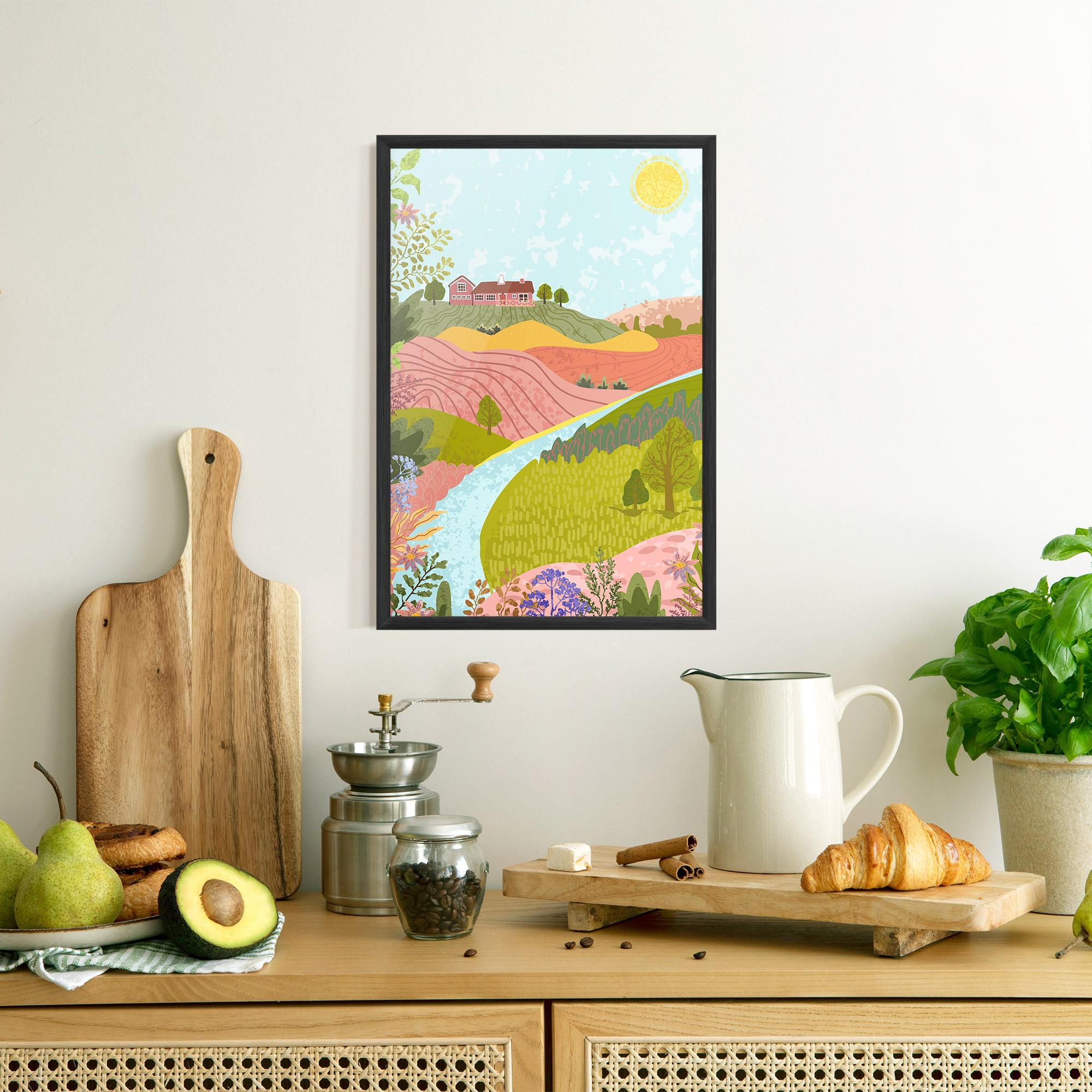Poster Înrămat Pink House View mockup 8
