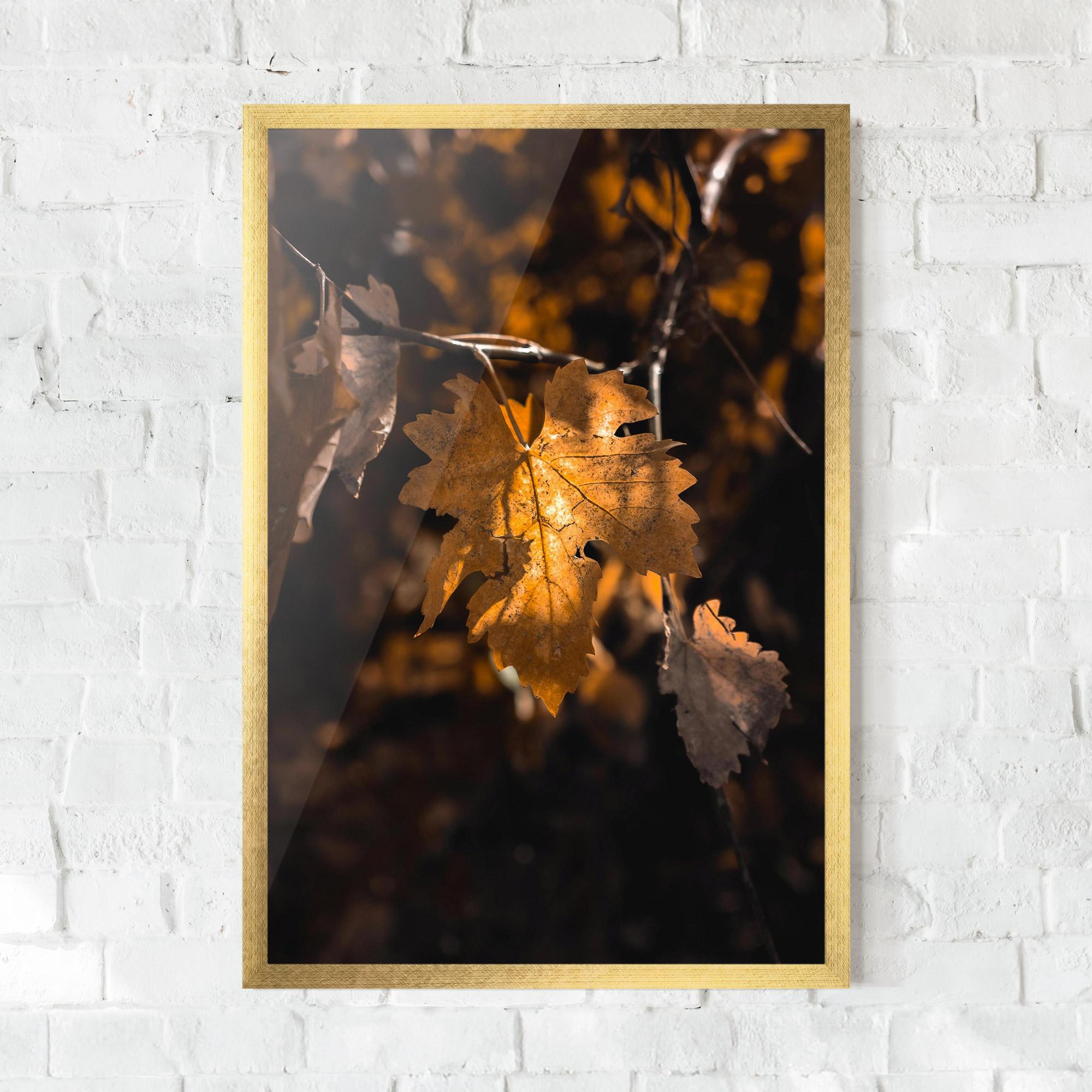 Poster Înrămat Autumn Brown Leaf mockup 0