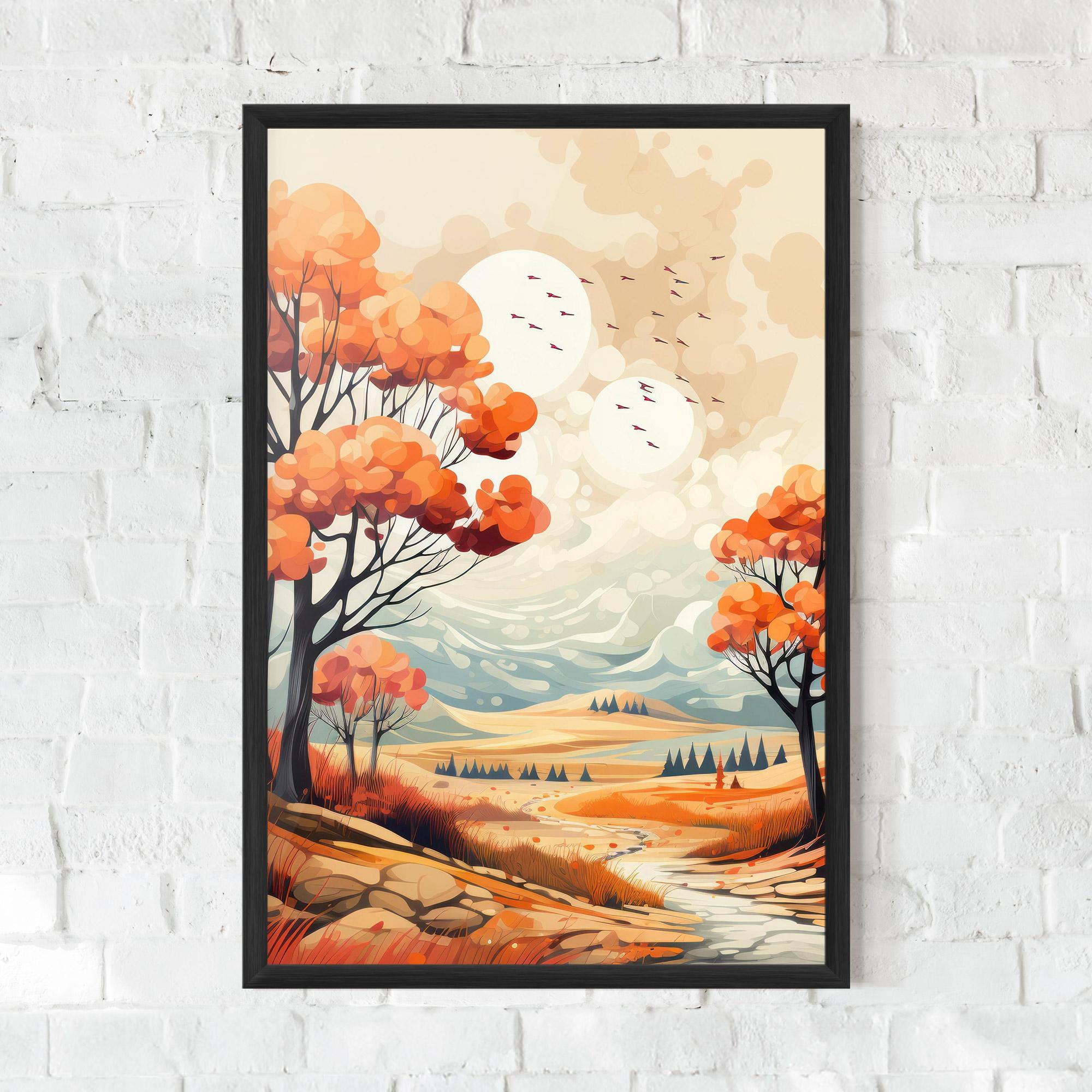 Poster Înrămat Autumn Tree Painting mockup 0