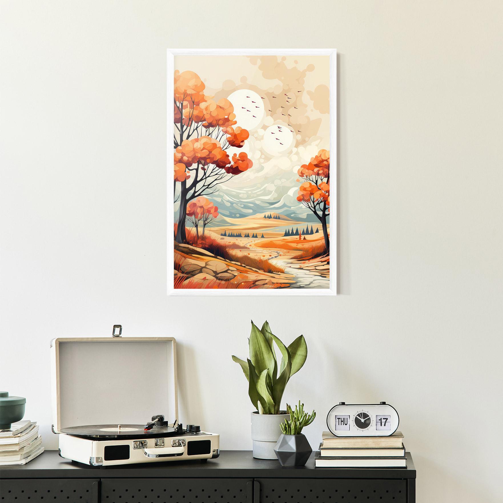 Poster Înrămat Autumn Tree Painting mockup 2