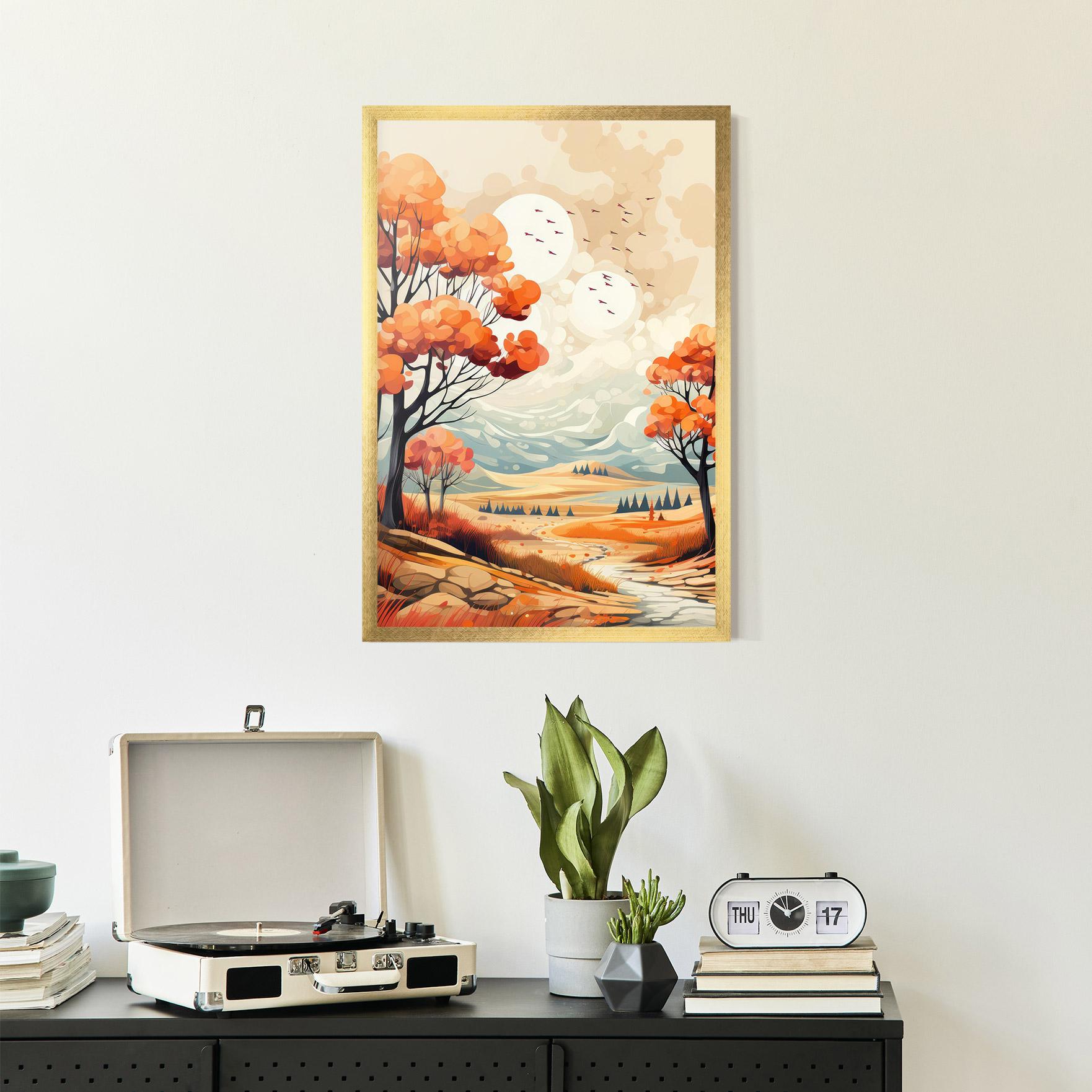 Poster Înrămat Autumn Tree Painting mockup 2