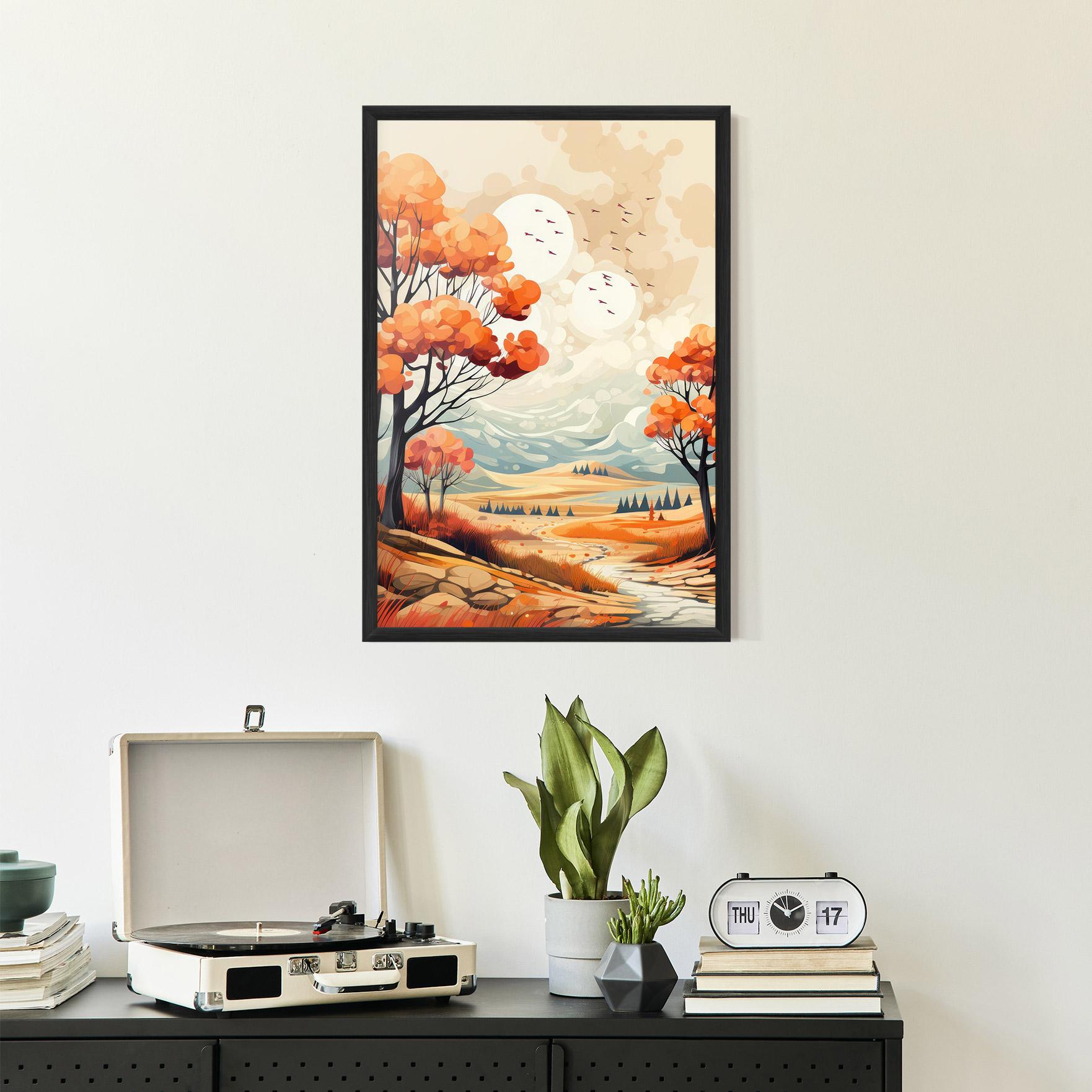 Poster Înrămat Autumn Tree Painting mockup 2