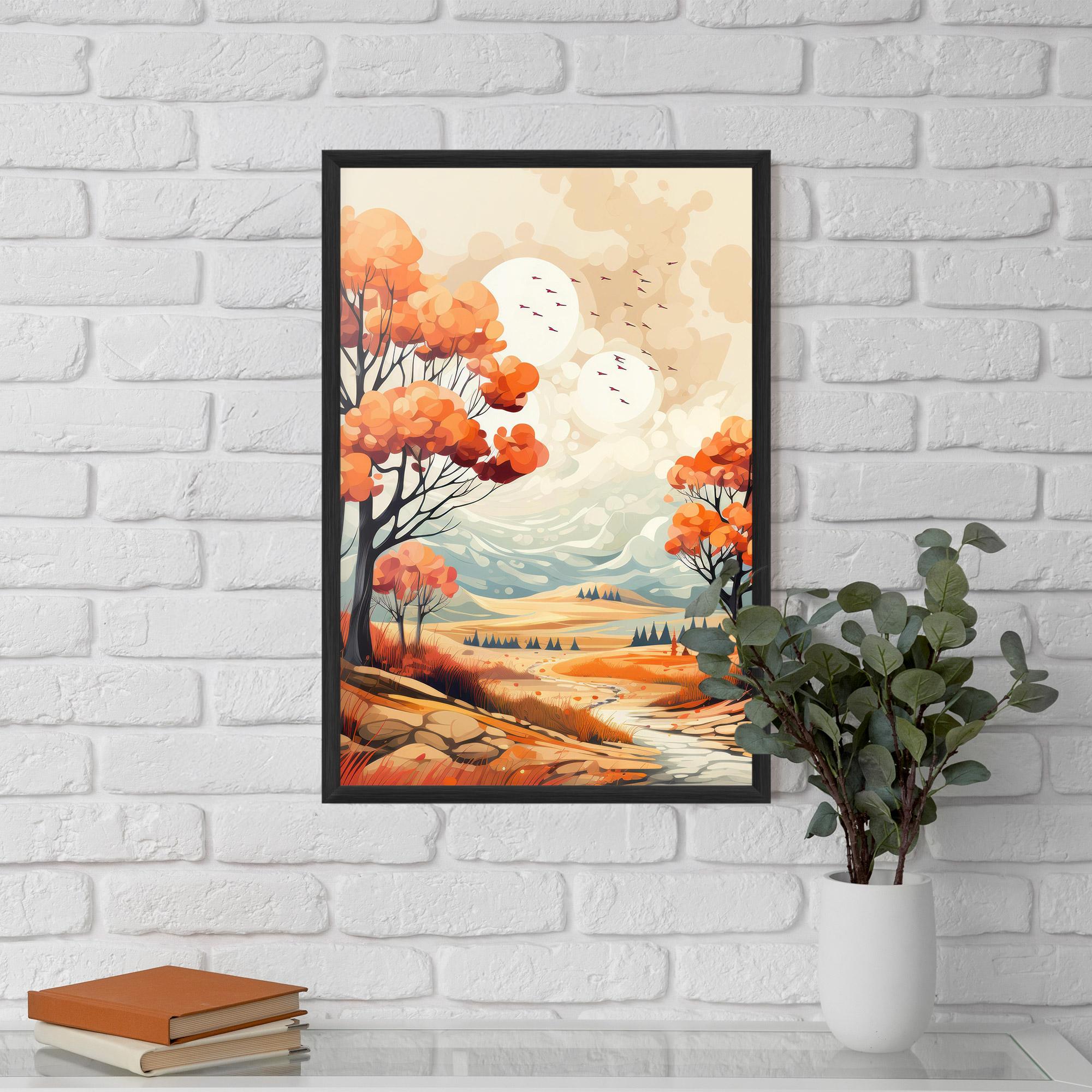Poster Înrămat Autumn Tree Painting mockup 5