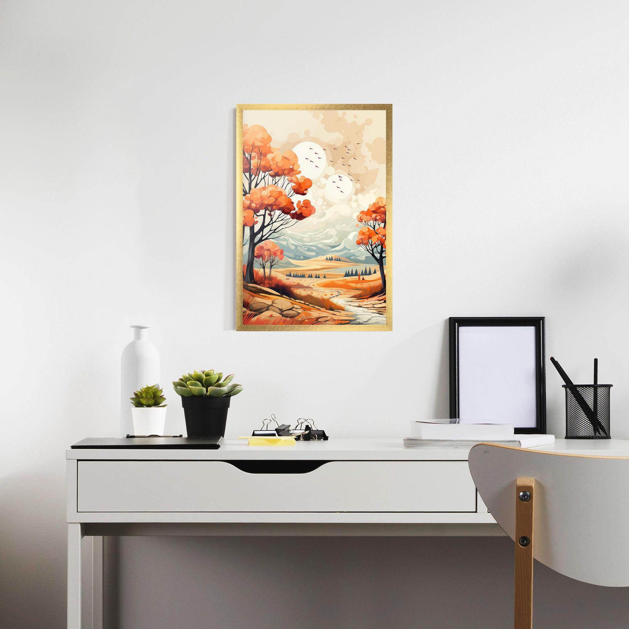 Poster Înrămat Autumn Tree Painting mockup 7