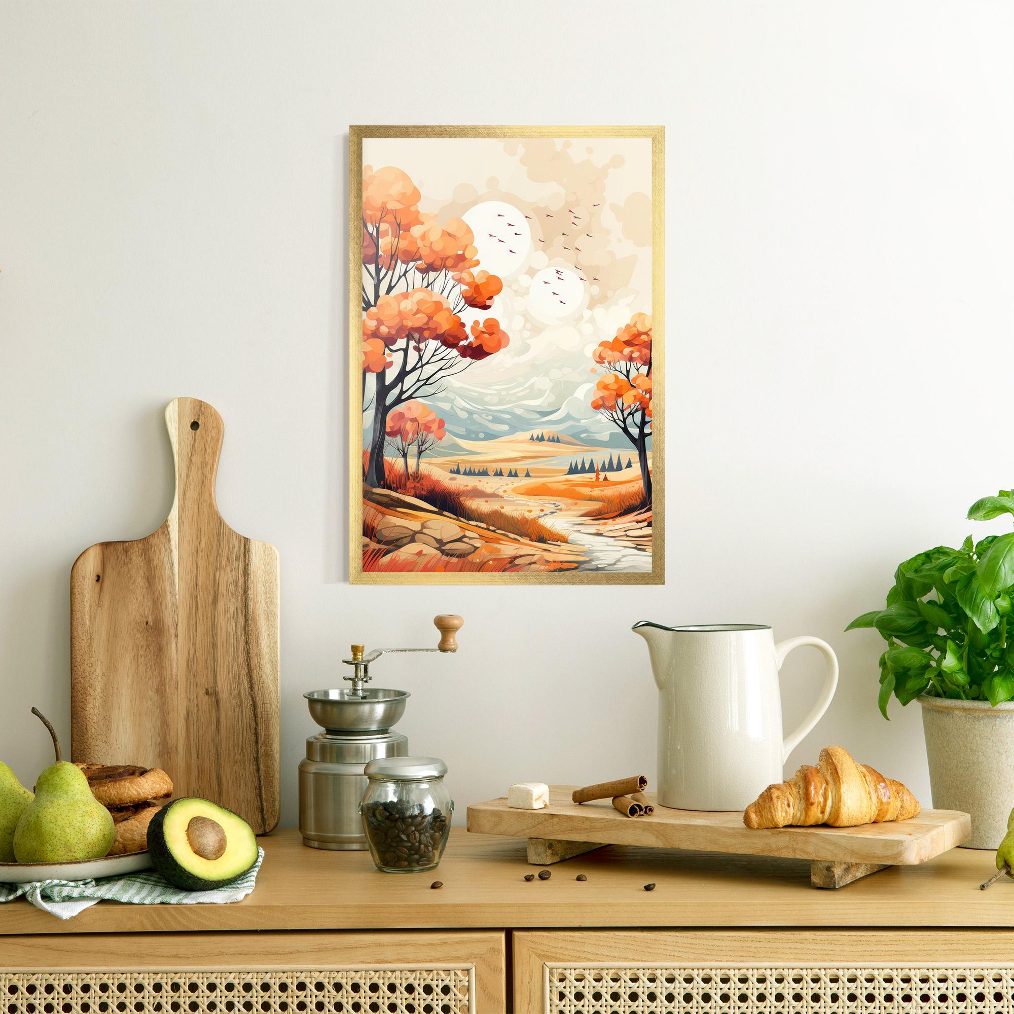 Poster Înrămat Autumn Tree Painting mockup 8