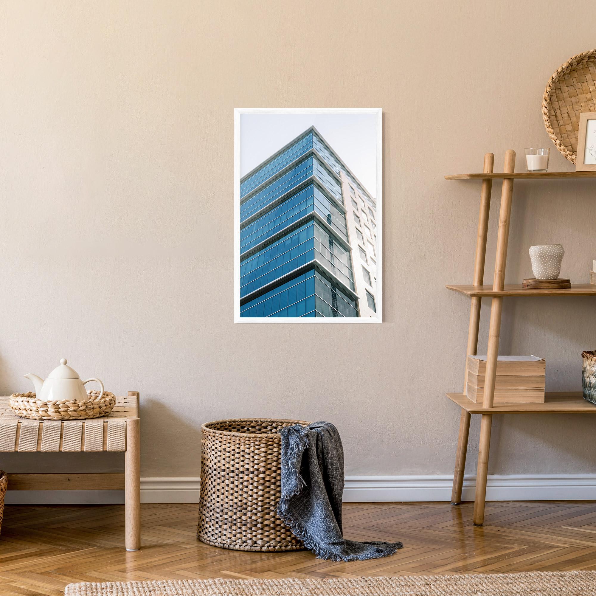Poster Înrămat Blue Glass Tower mockup 9