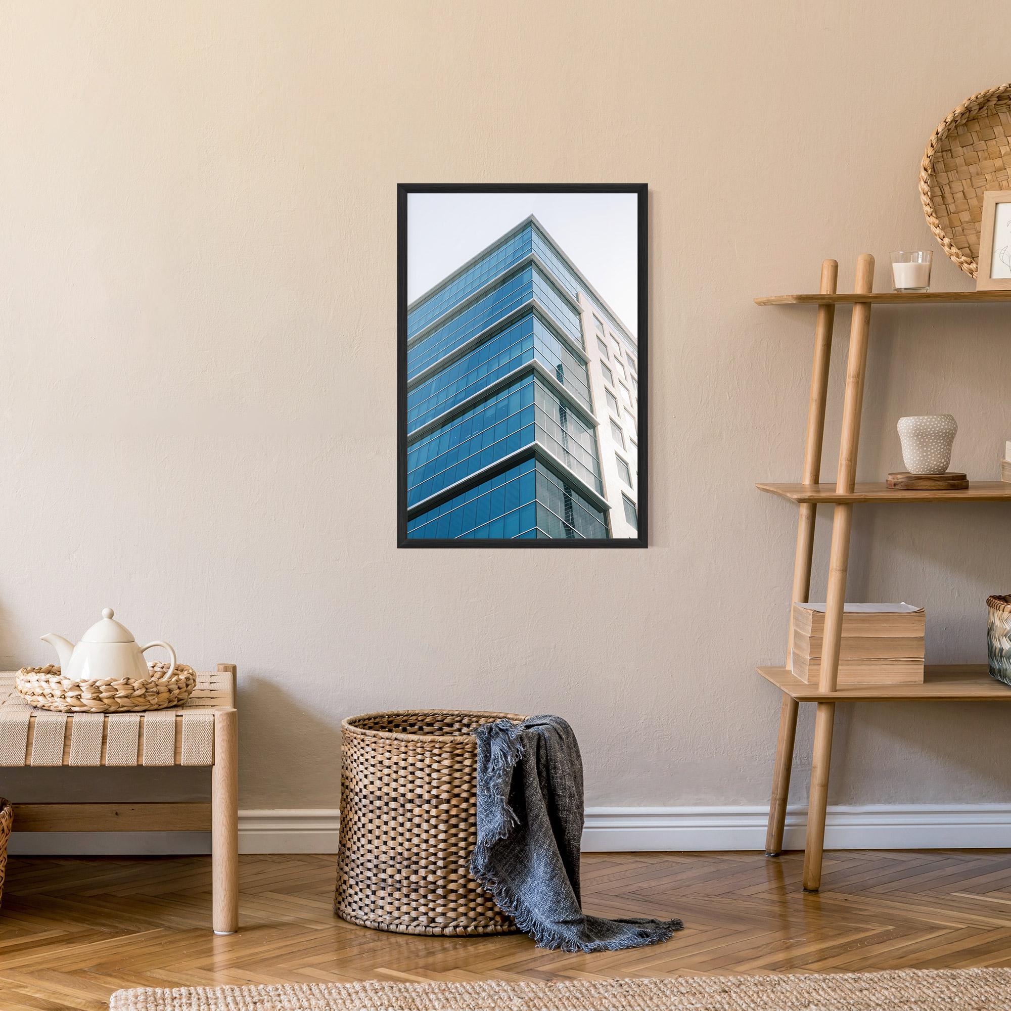 Poster Înrămat Blue Glass Tower mockup 9