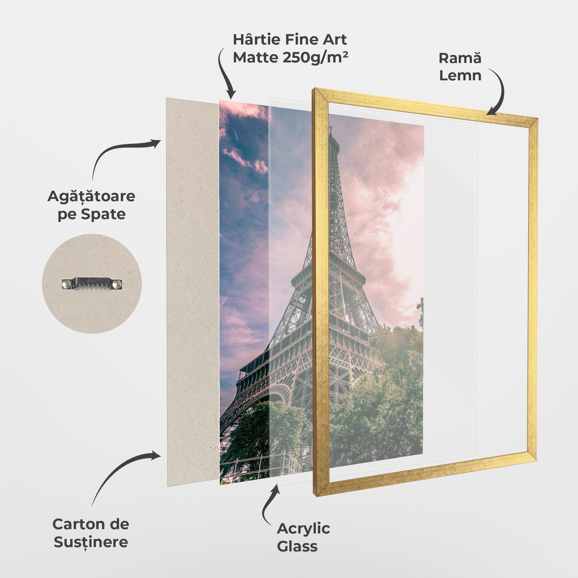 Poster Înrămat Eiffel Under Pink Sky mockup 1
