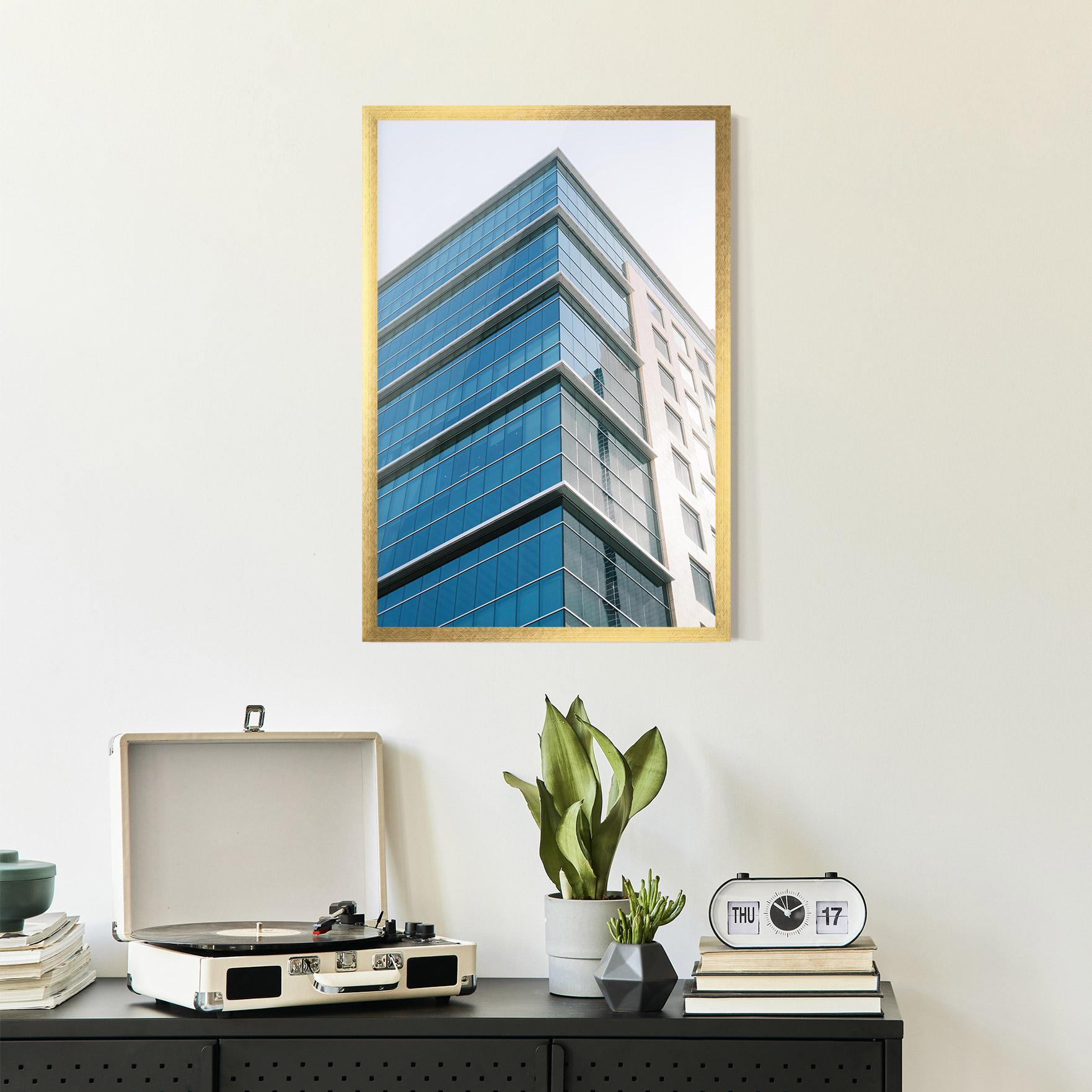 Poster Înrămat Blue Glass Tower mockup 2