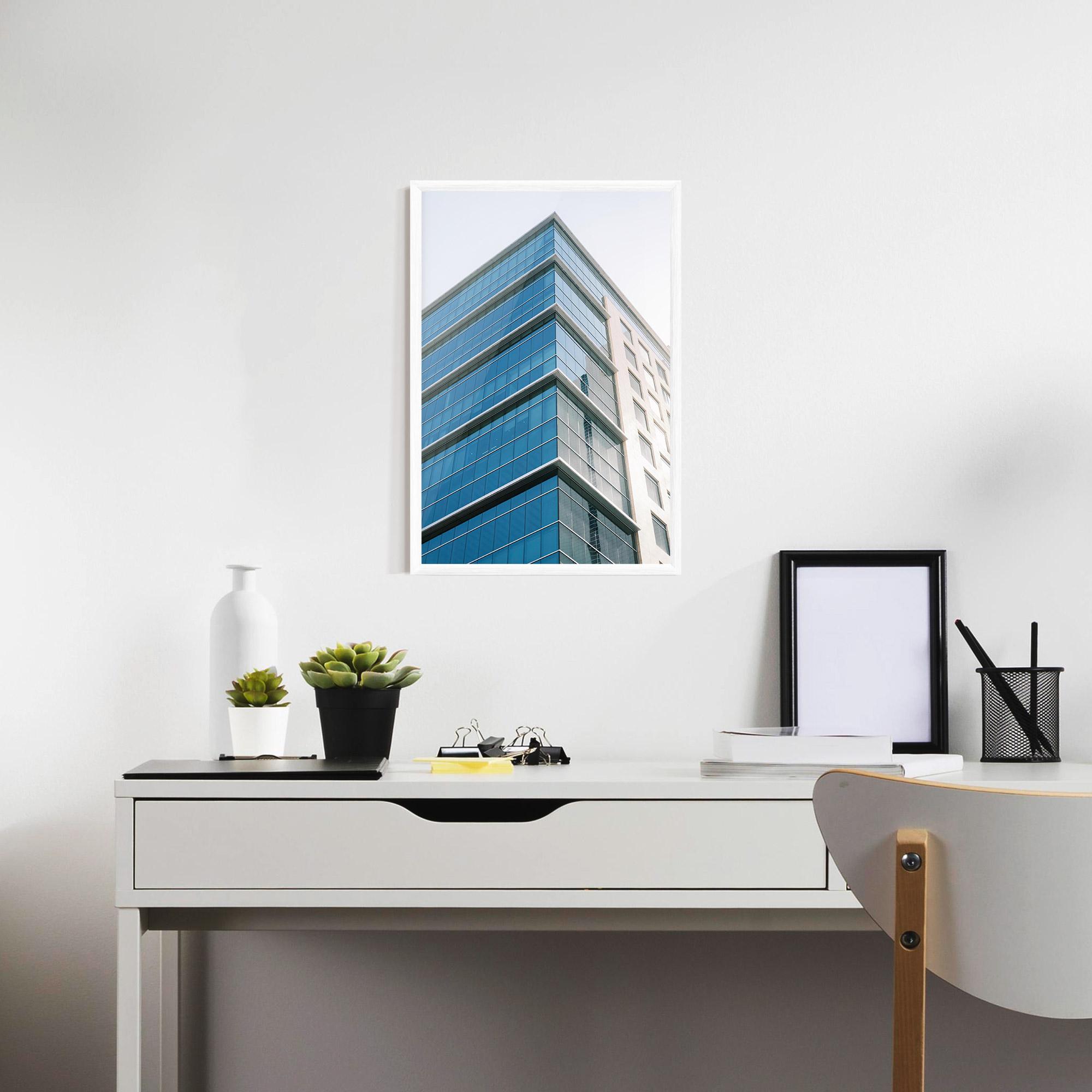 Poster Înrămat Blue Glass Tower mockup 7