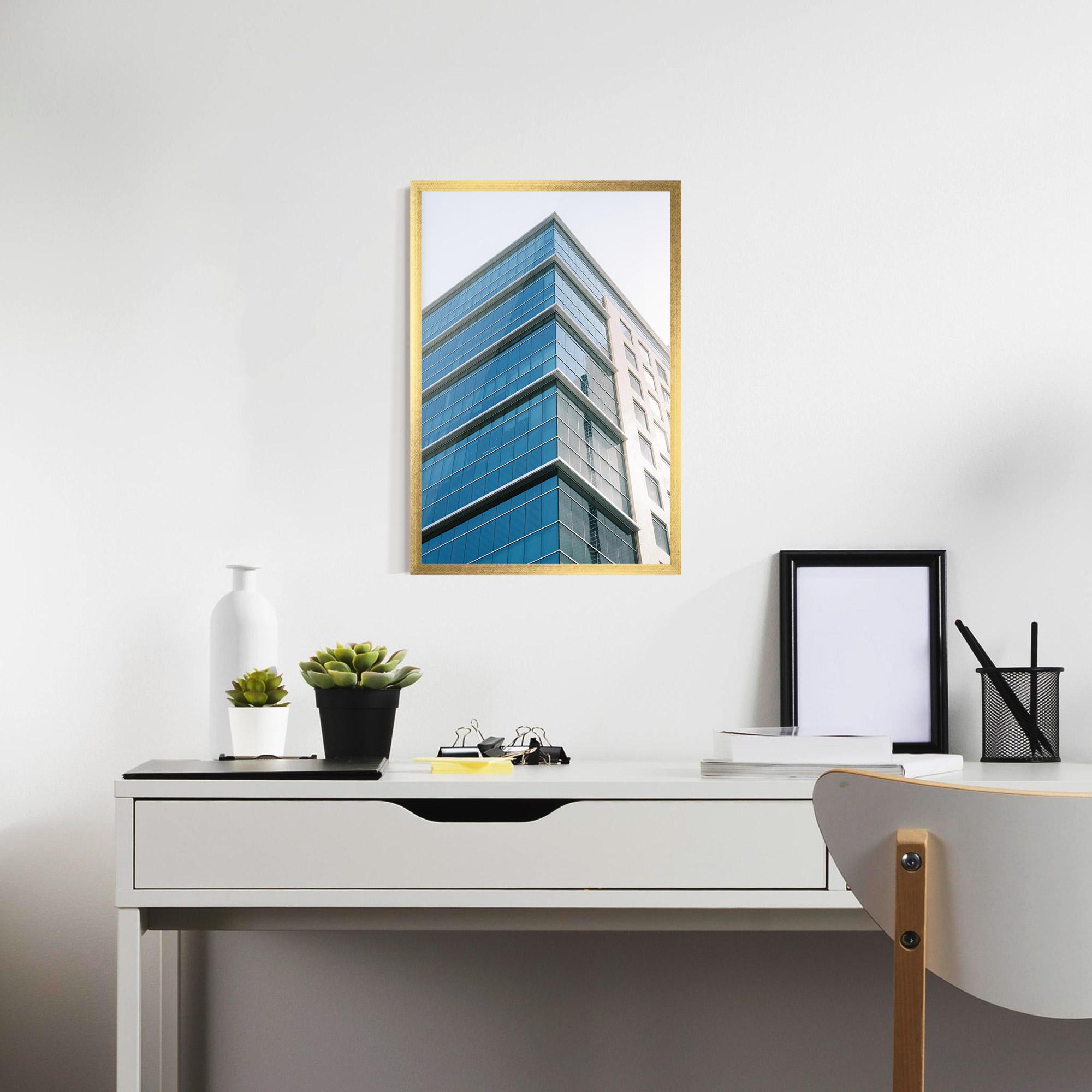 Poster Înrămat Blue Glass Tower mockup 7