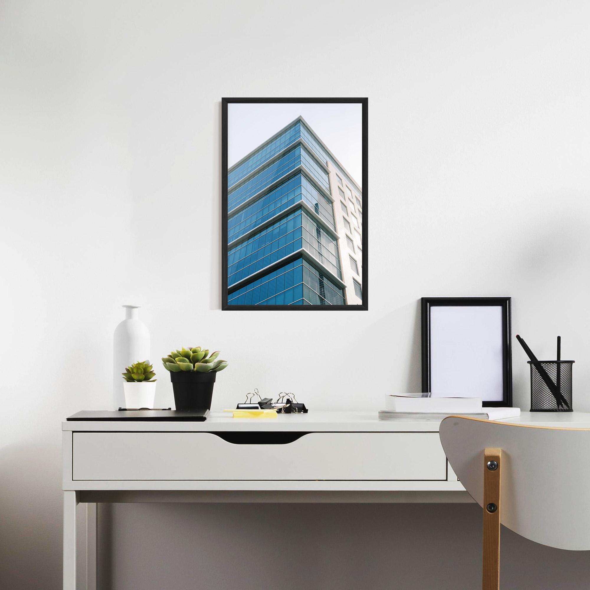 Poster Înrămat Blue Glass Tower mockup 7