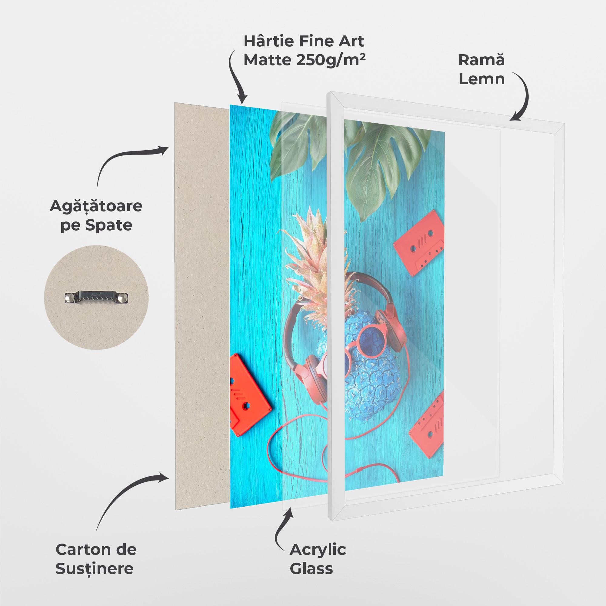 Poster Înrămat Pineapple On Blue mockup 1