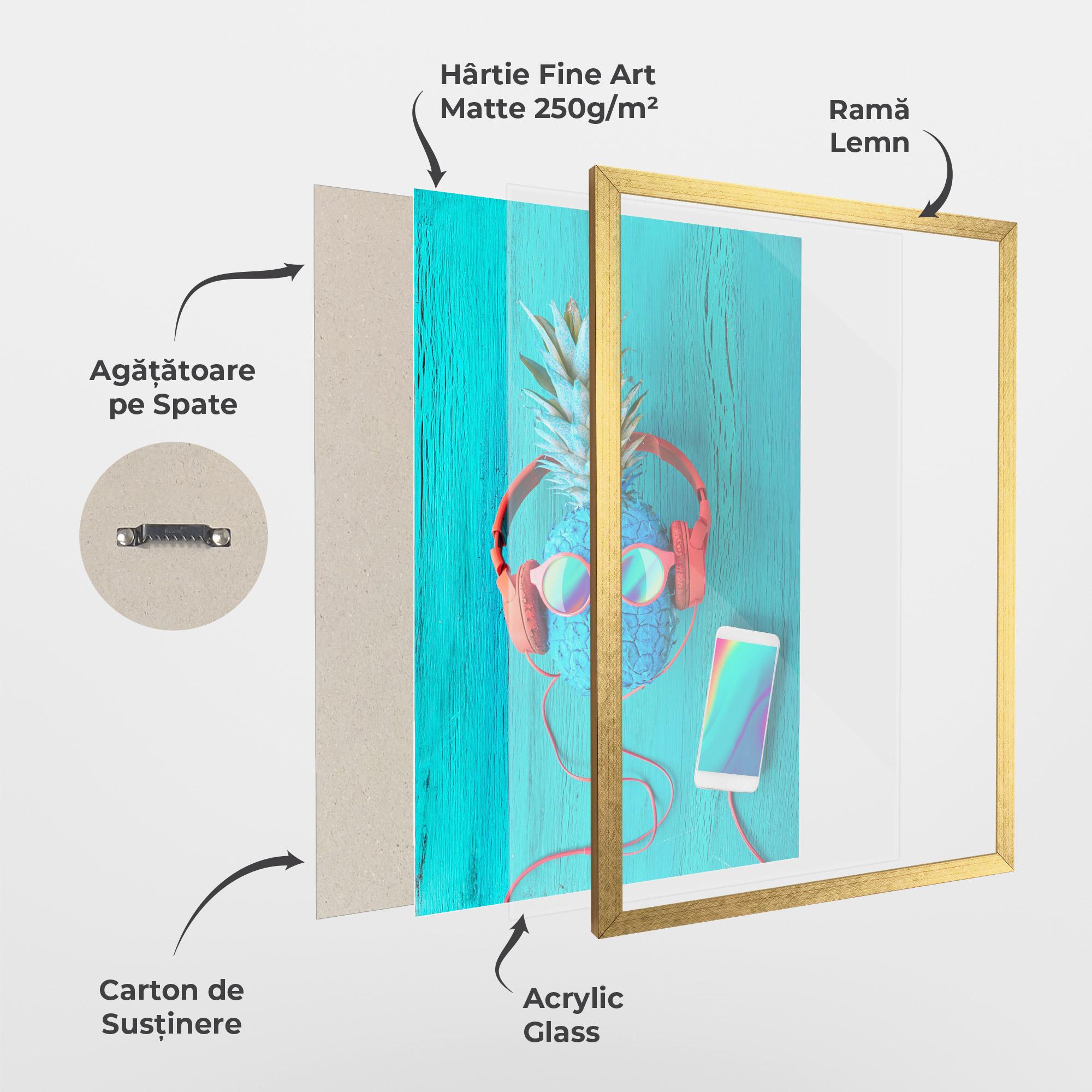 Poster Înrămat Blue Pineapple mockup 1