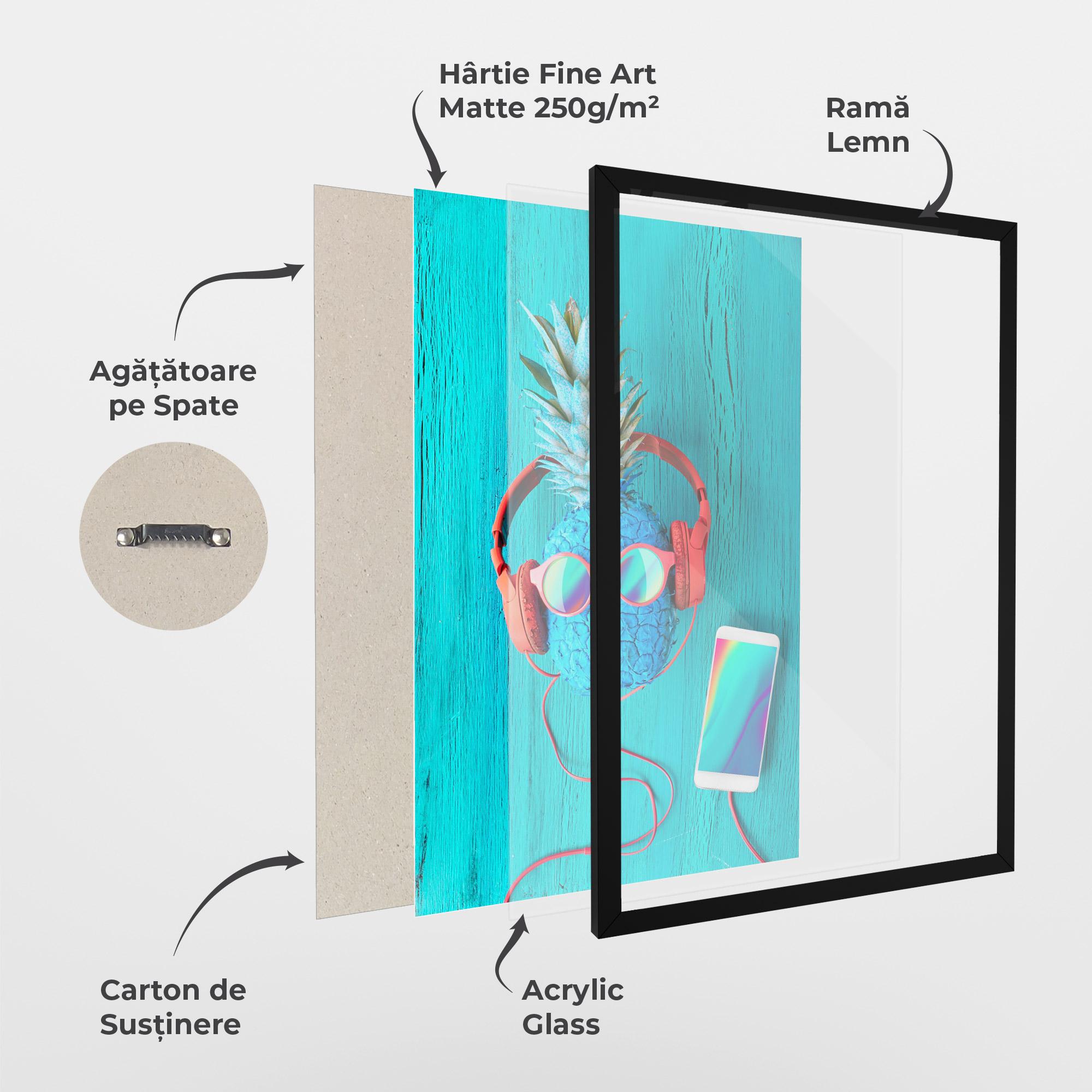 Poster Înrămat Blue Pineapple mockup 1