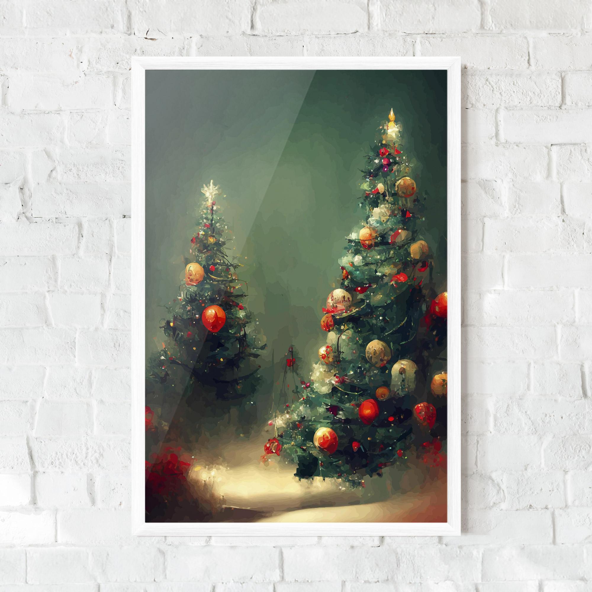 Poster Înrămat Snow Trees With Lights mockup 0