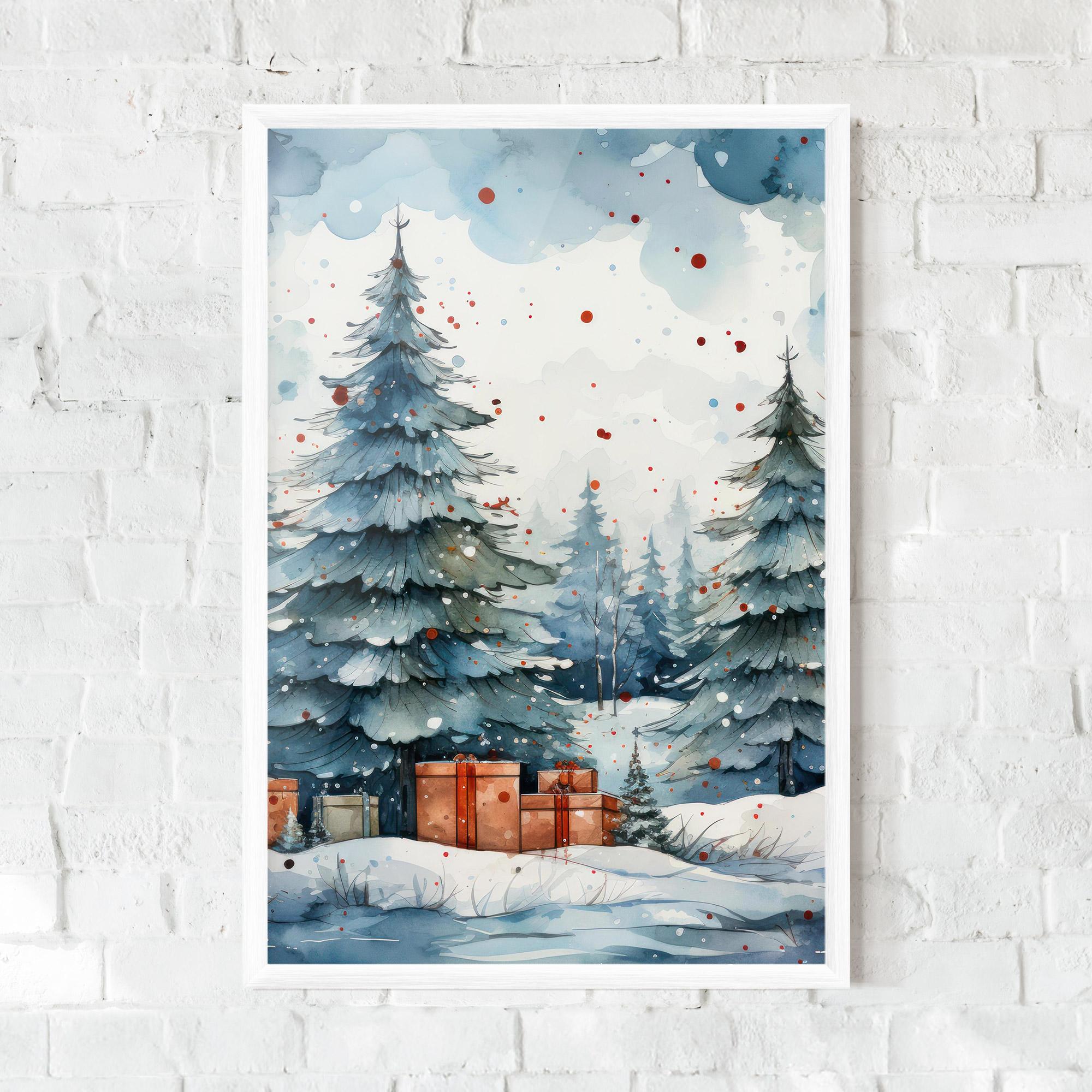 Poster Înrămat Watercolor Christmas mockup 0