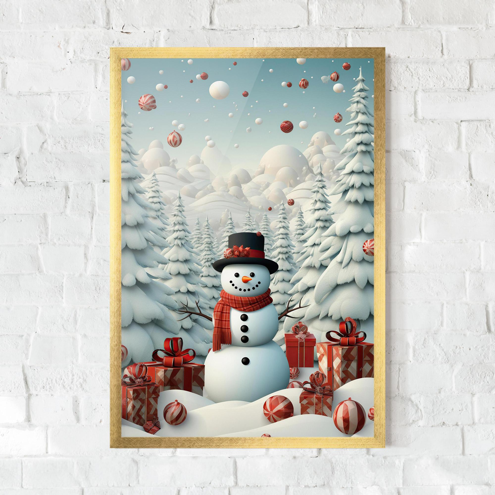 Poster Înrămat Snowman mockup 0