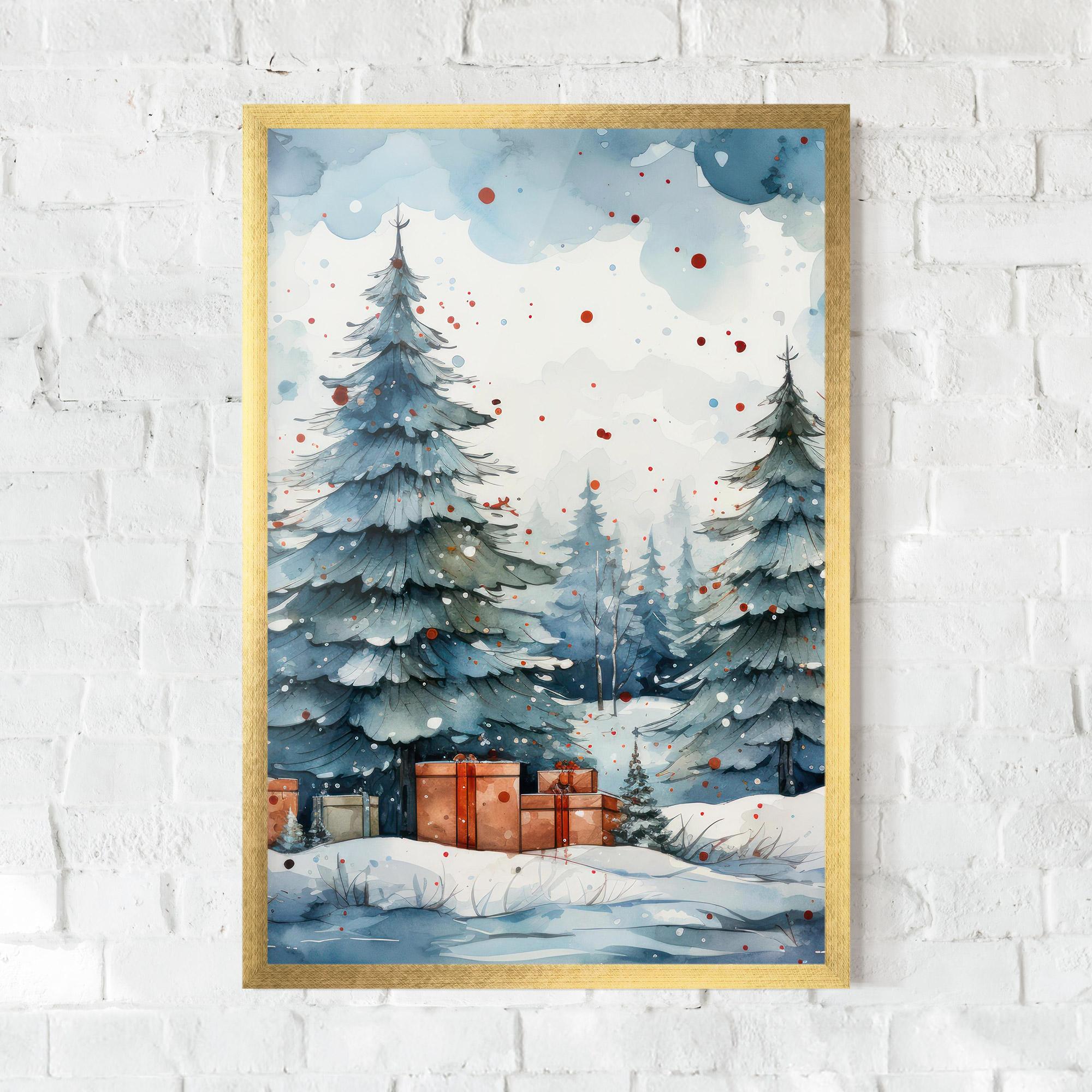 Poster Înrămat Watercolor Christmas mockup 0